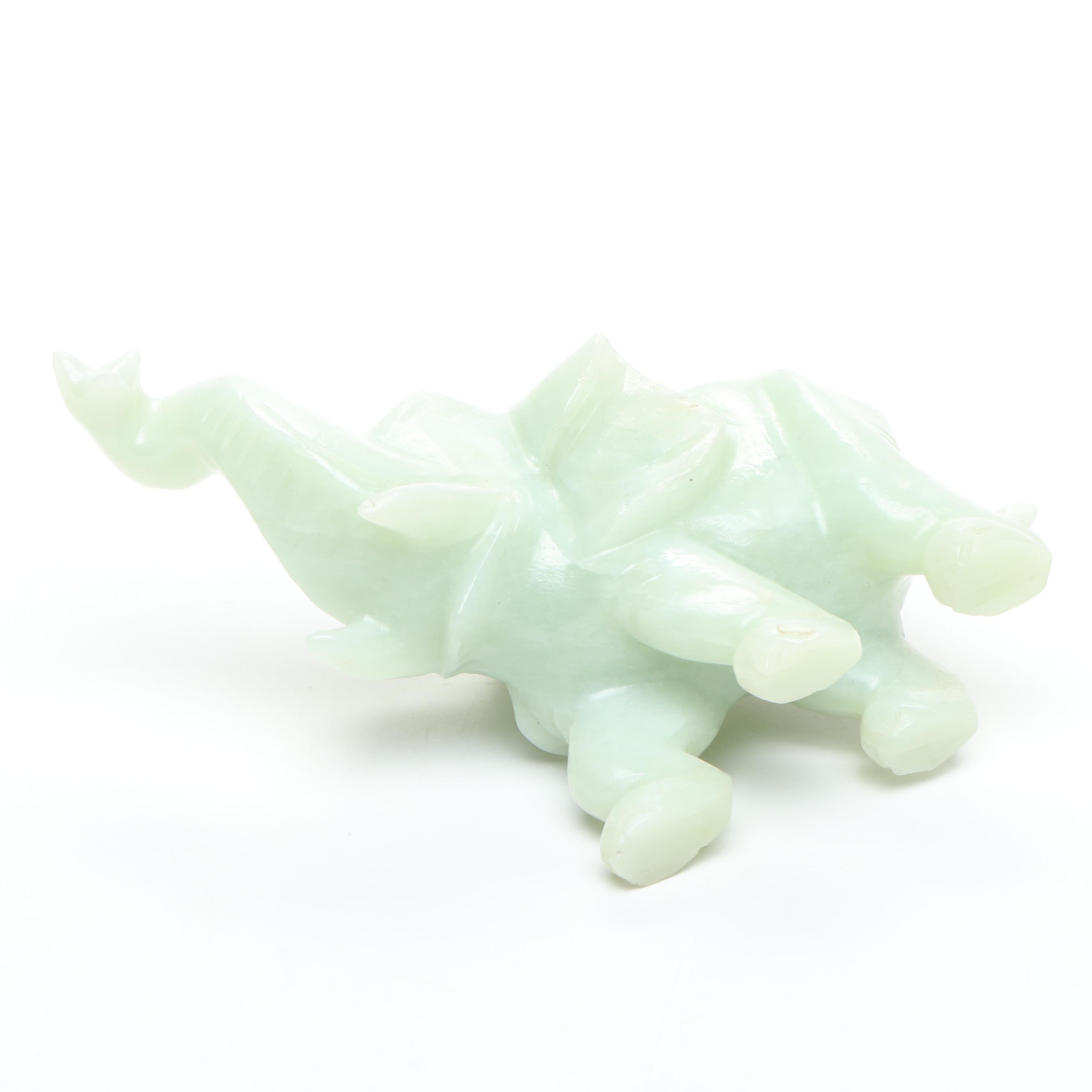 Chinese Carved Serpentine Elephant Figurines