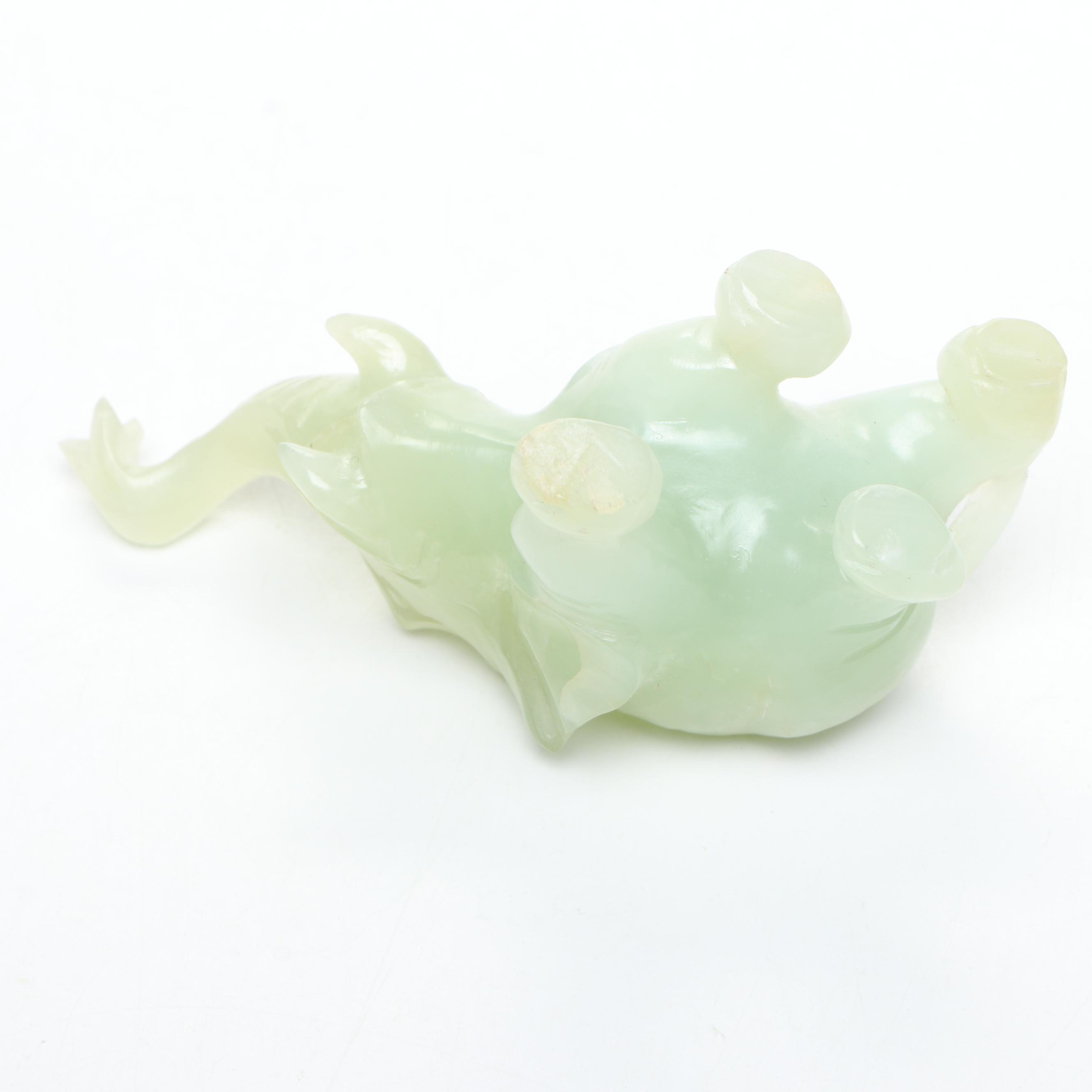 Chinese Carved Serpentine Elephant Figurines