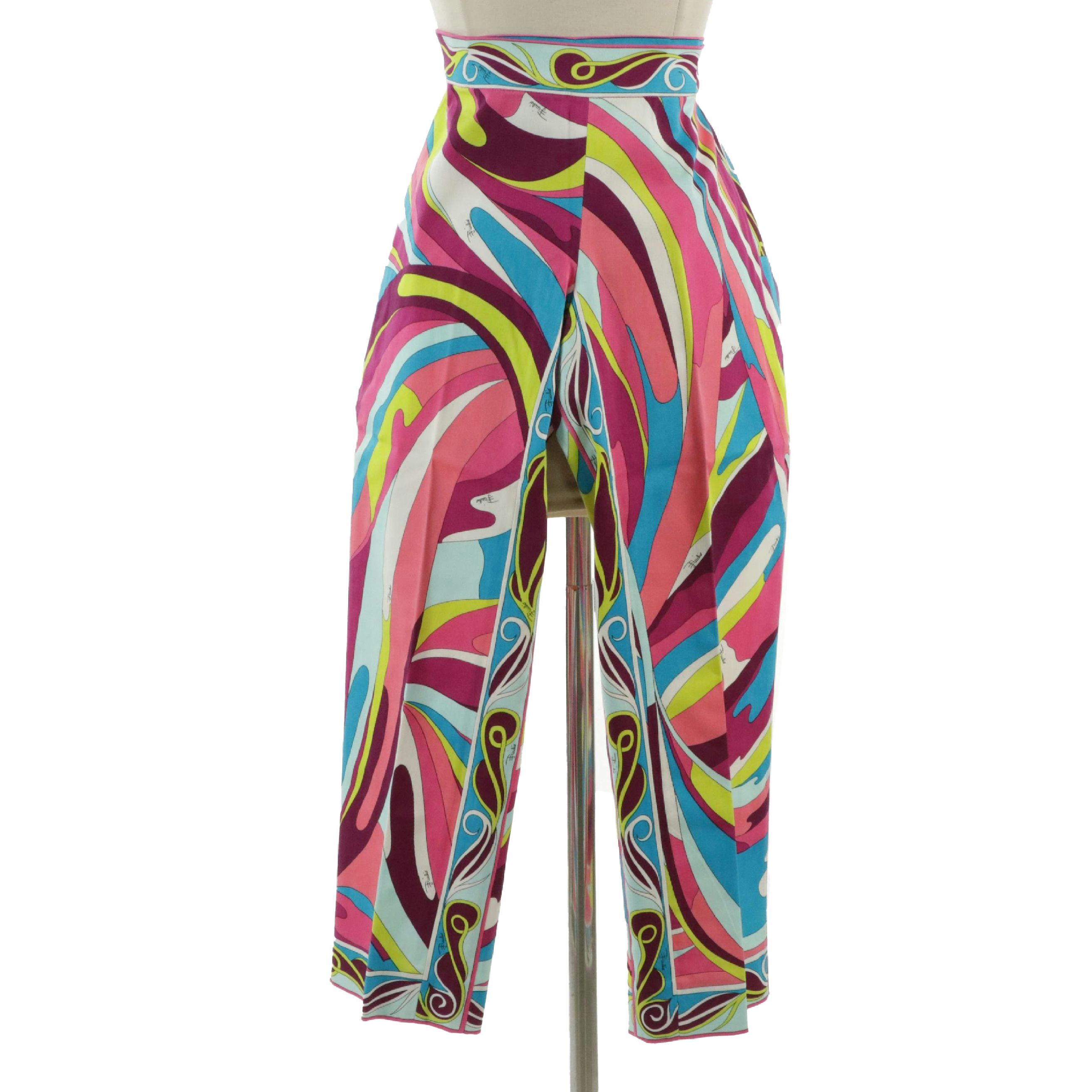 Emilio Pucci Colorful Abstract Printed Capris, With Tag