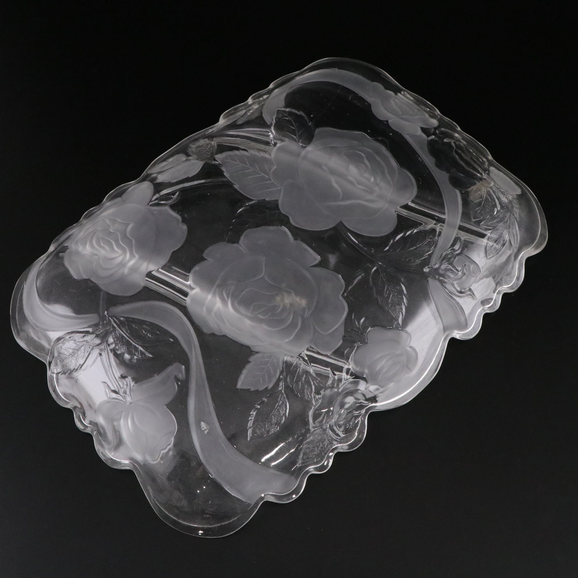 Rose Motif Divided Tray, Centerpiece Bowl with Chip & Dip Platter