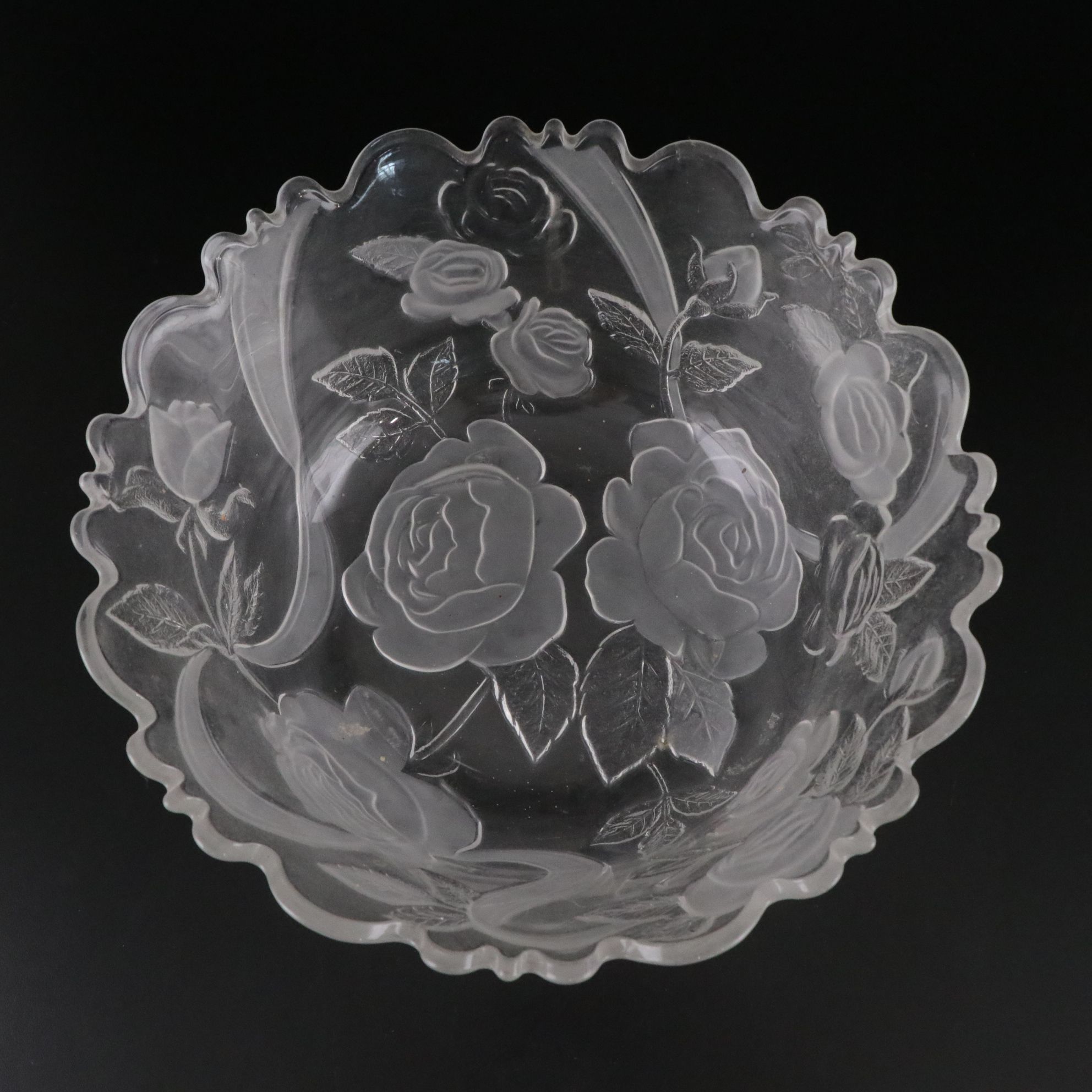 Rose Motif Divided Tray, Centerpiece Bowl with Chip & Dip Platter
