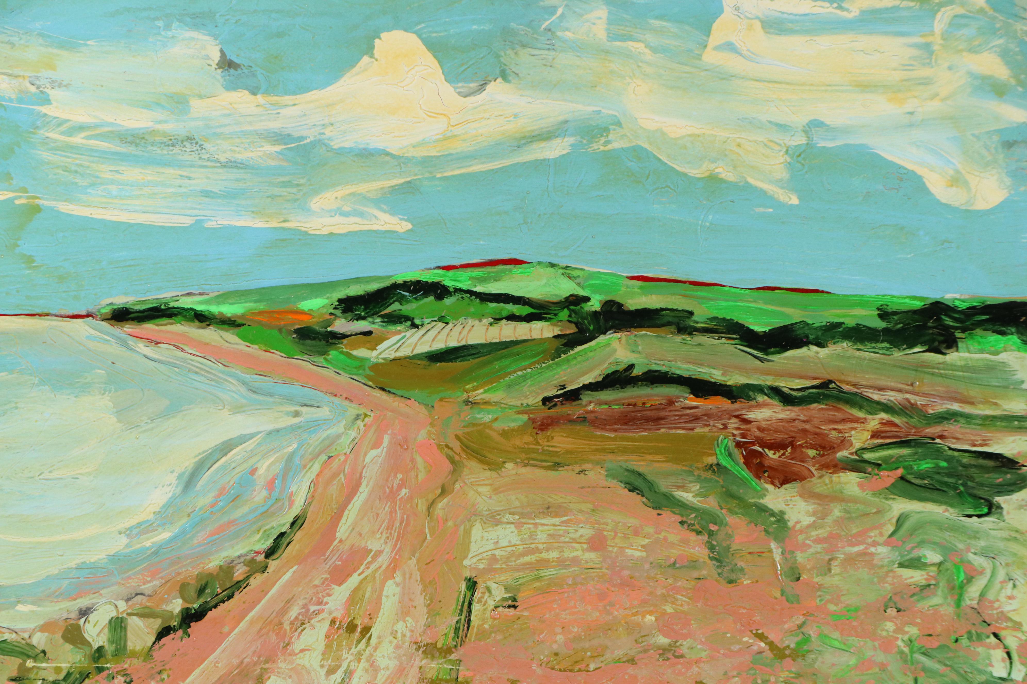 Harry Hilson Oil Painting of Abstracted Landscape, Late 20th Century