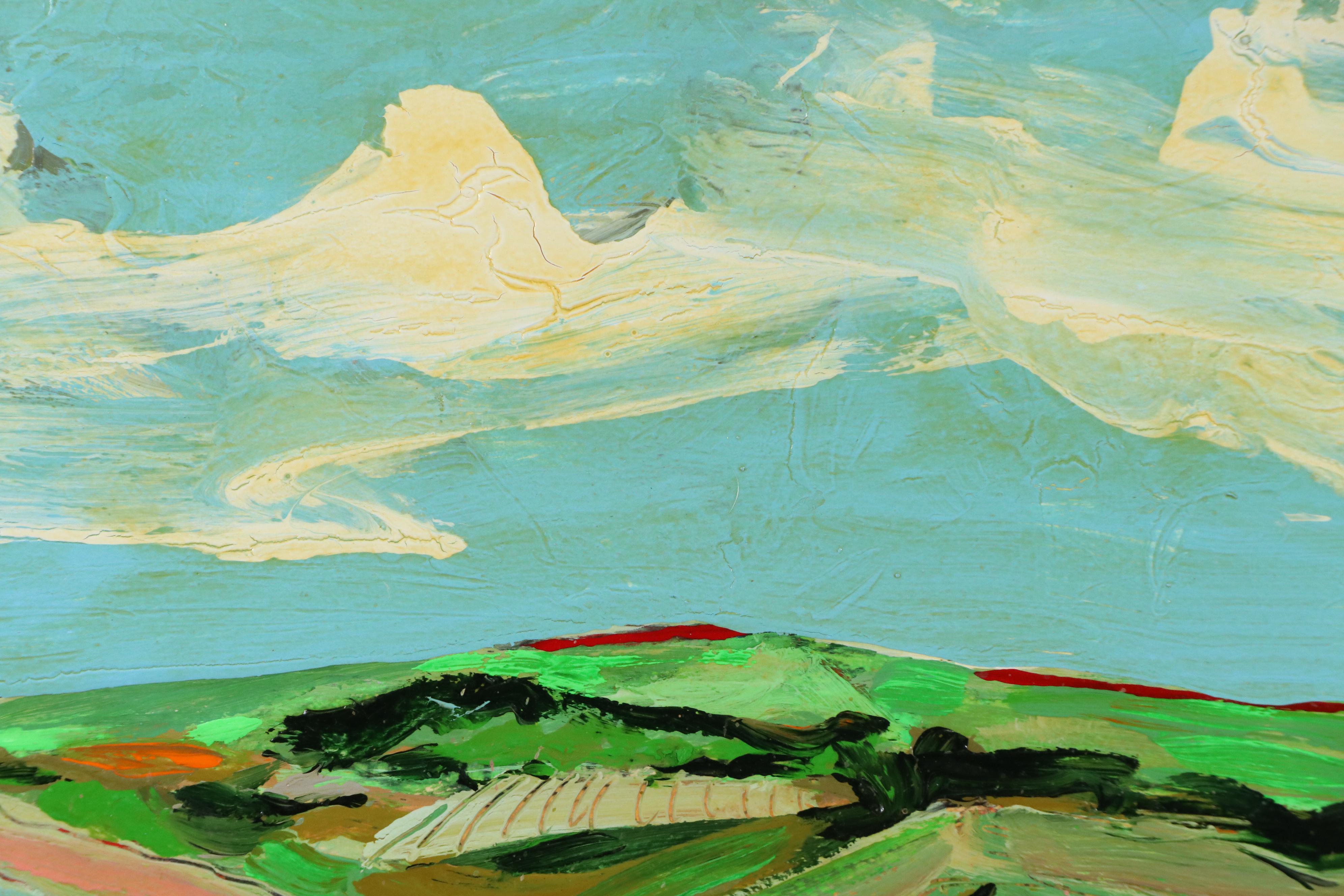 Harry Hilson Oil Painting of Abstracted Landscape, Late 20th Century