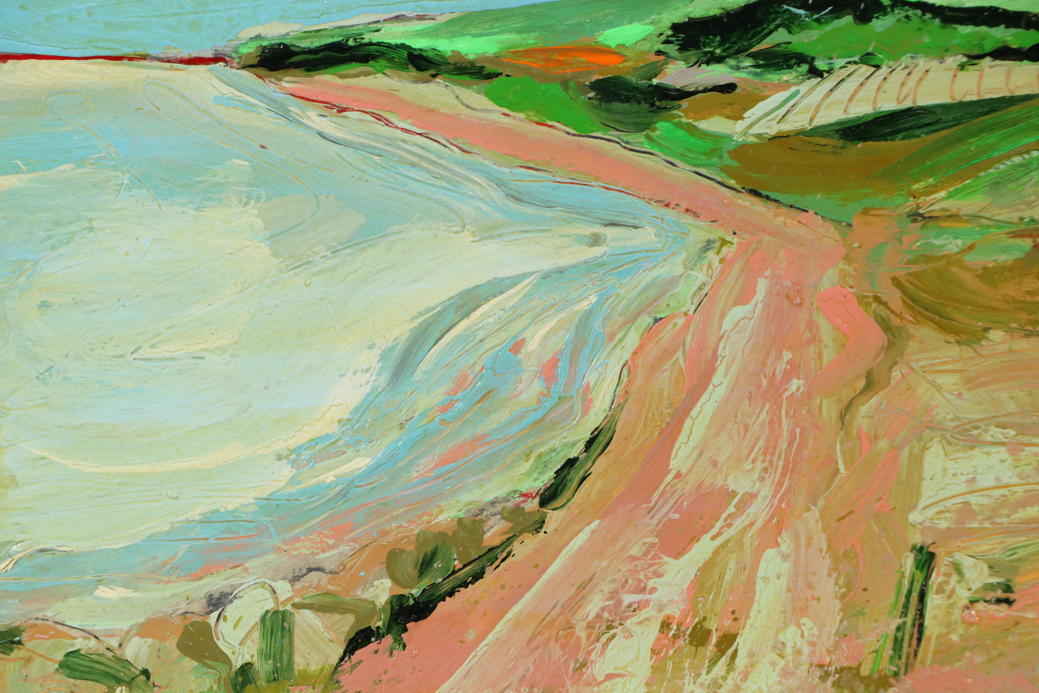 Harry Hilson Oil Painting of Abstracted Landscape, Late 20th Century