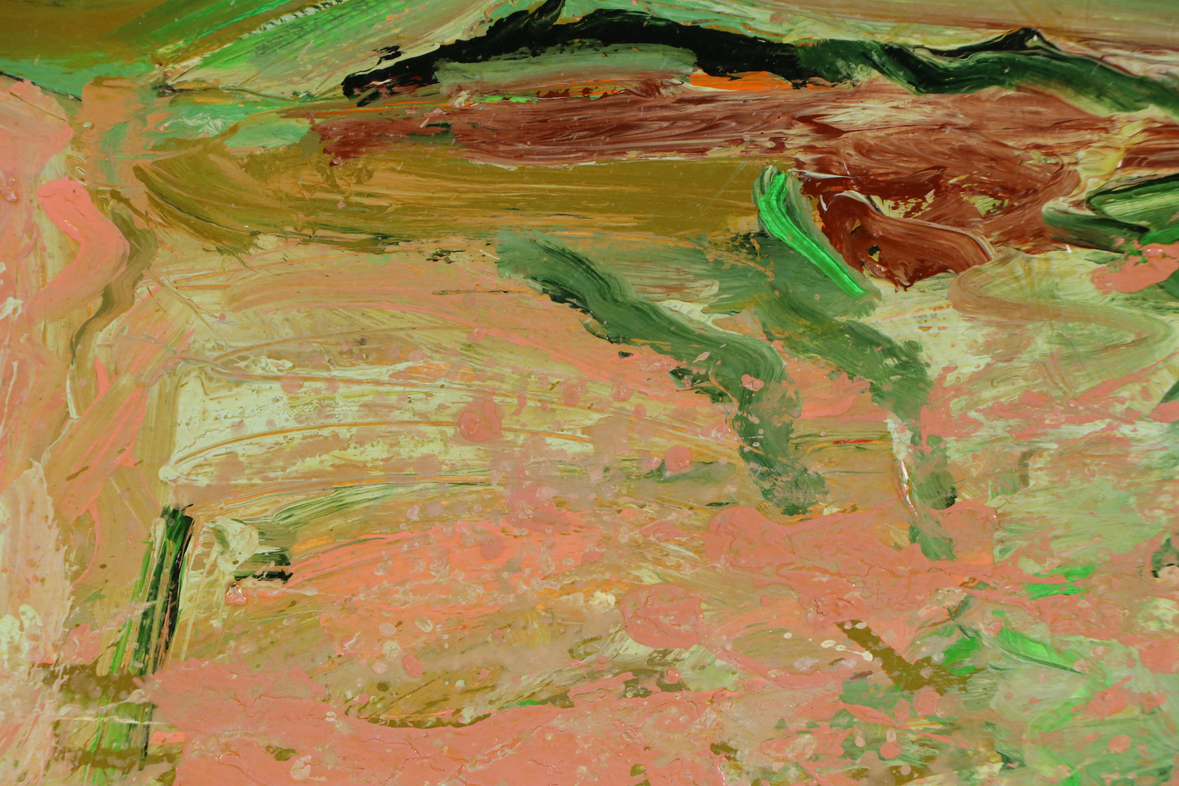 Harry Hilson Oil Painting of Abstracted Landscape, Late 20th Century