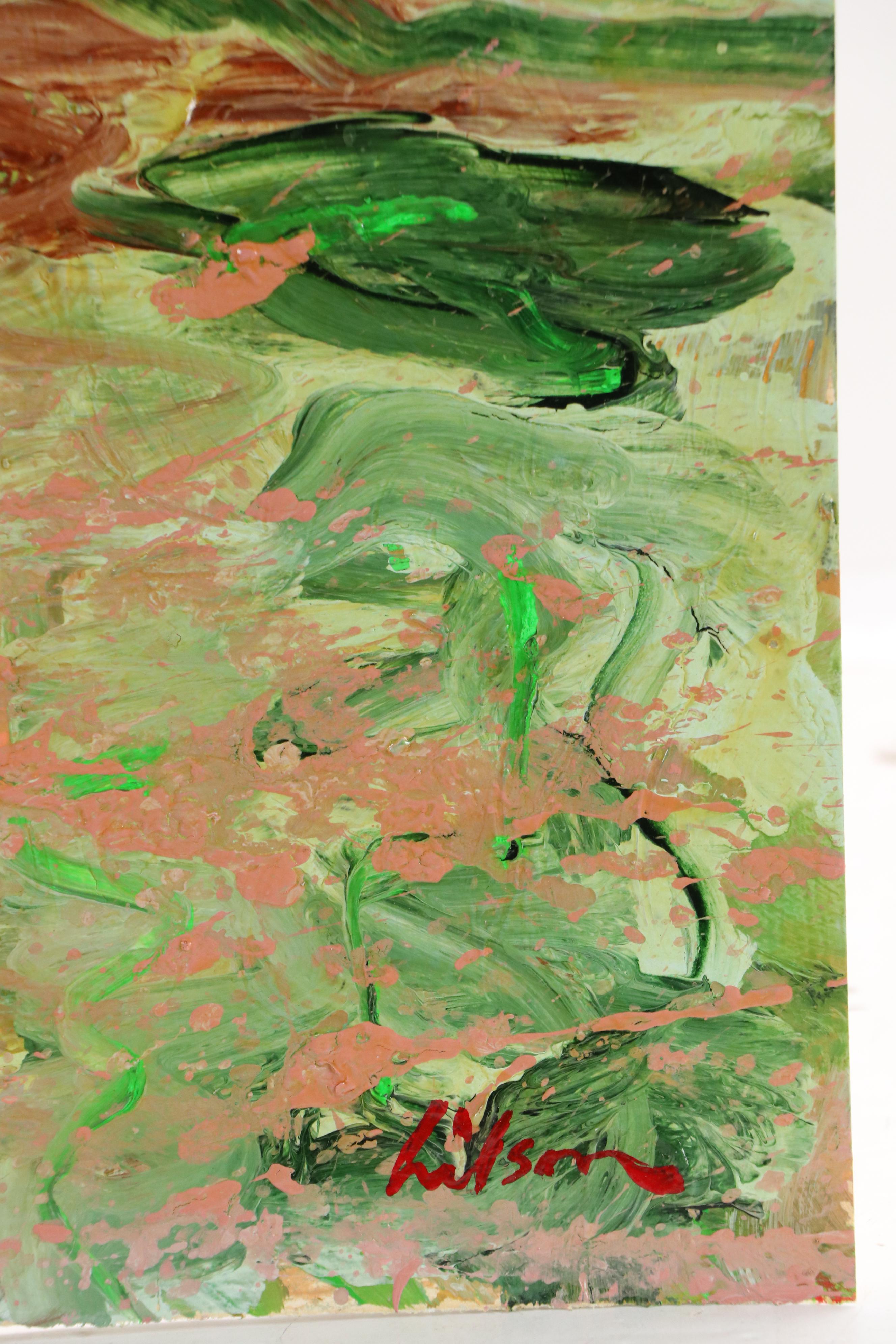 Harry Hilson Oil Painting of Abstracted Landscape, Late 20th Century