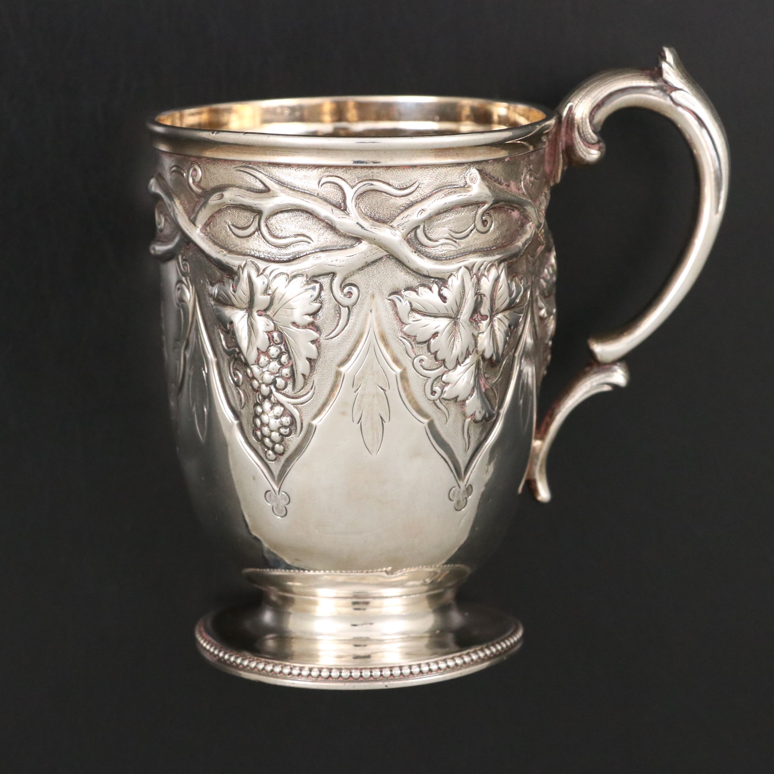 William Evans of London Grapevine Motif Sterling Silver Cup, 1868