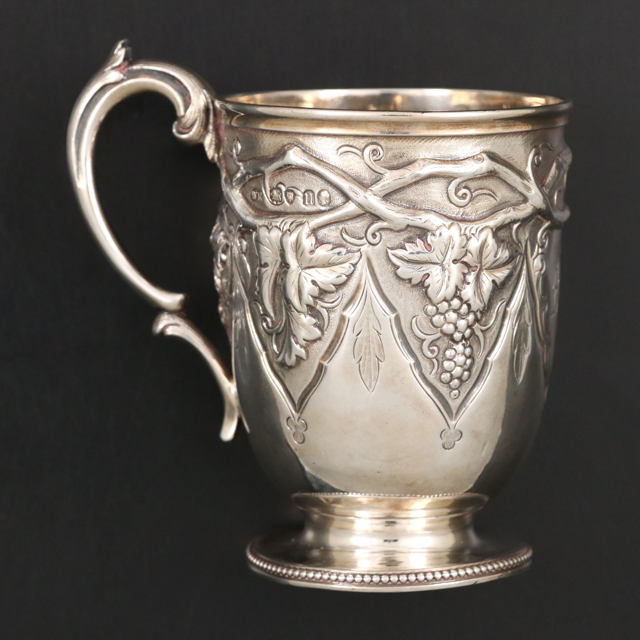 William Evans of London Grapevine Motif Sterling Silver Cup, 1868