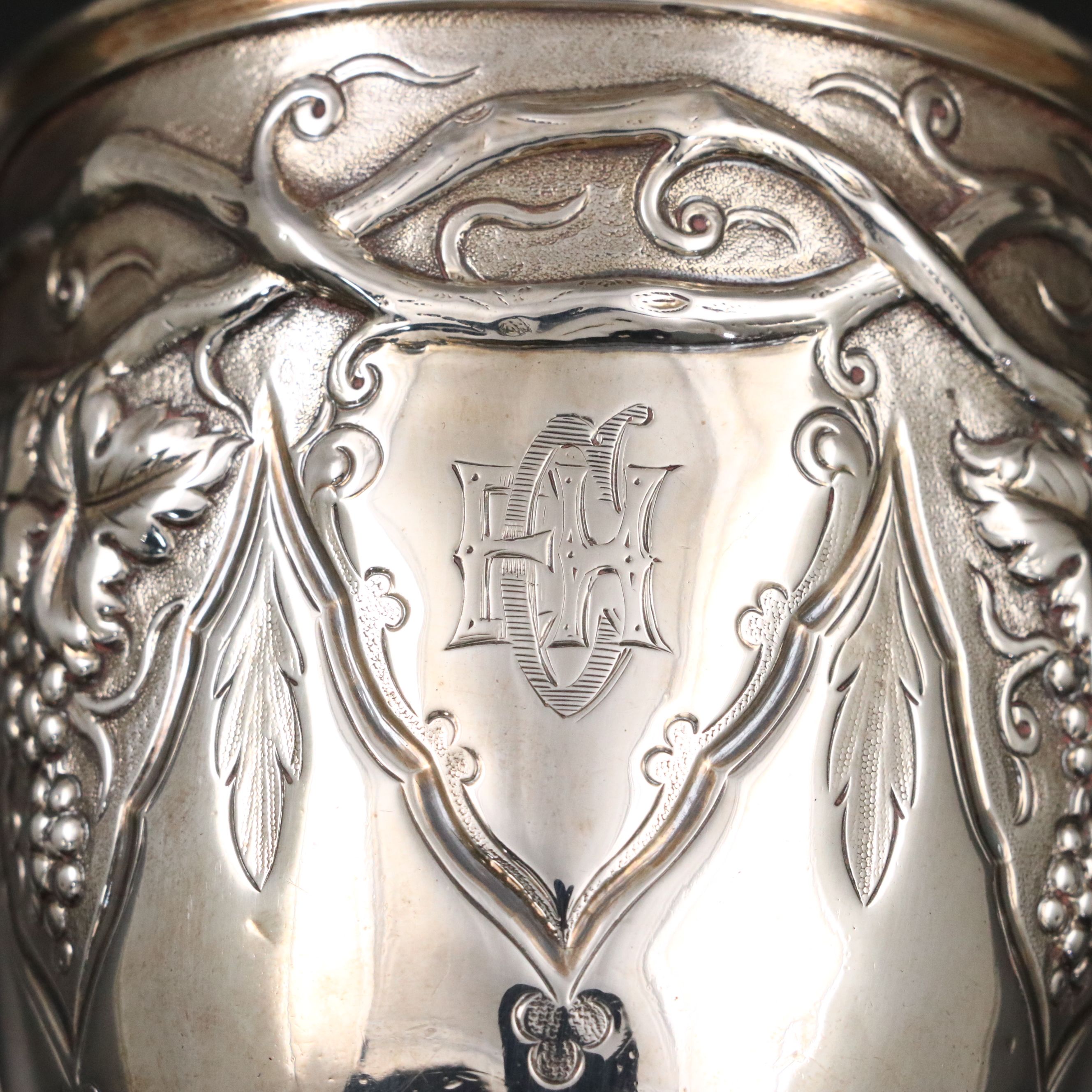 William Evans of London Grapevine Motif Sterling Silver Cup, 1868