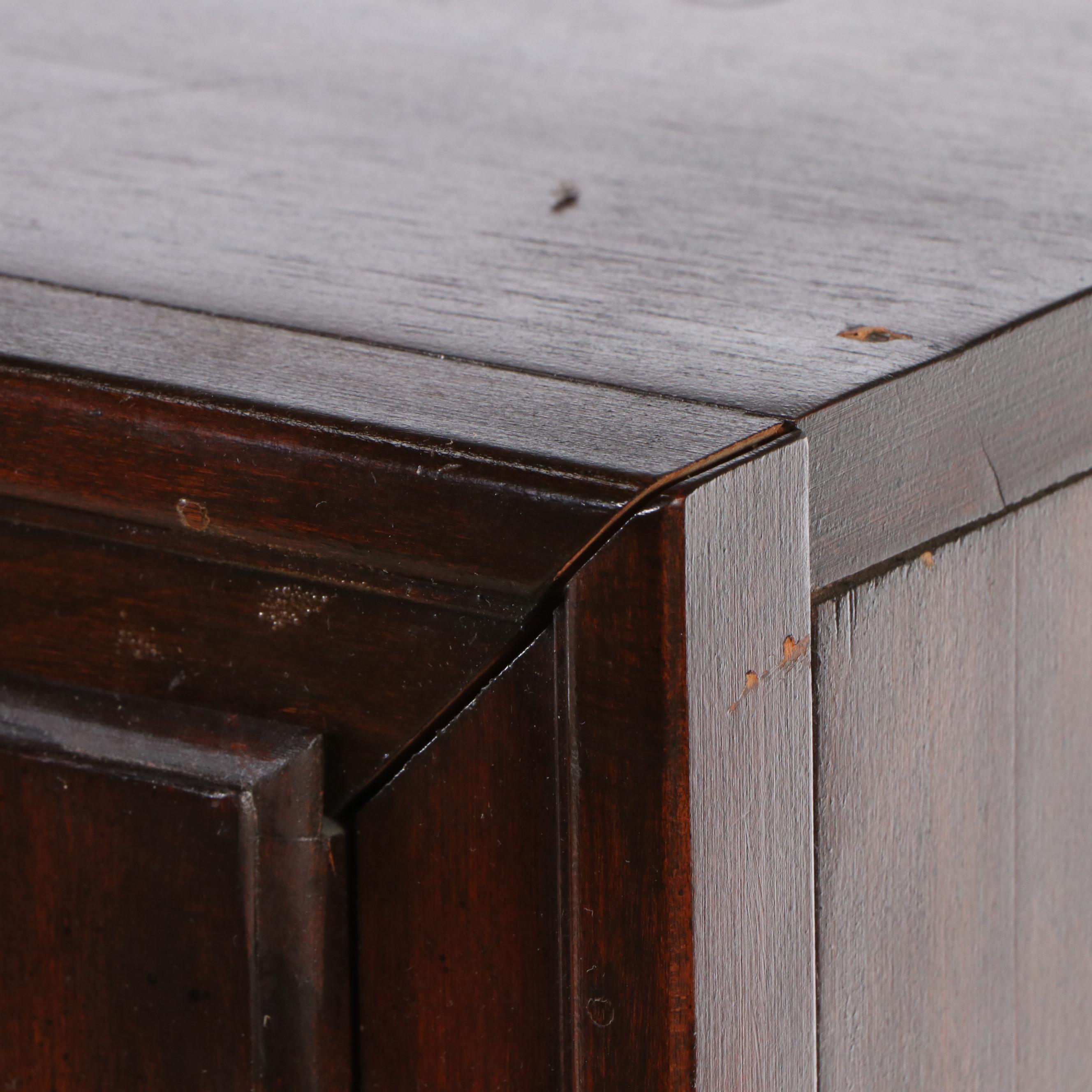 Campaign Style Walnut Finish and Brass Cabinet