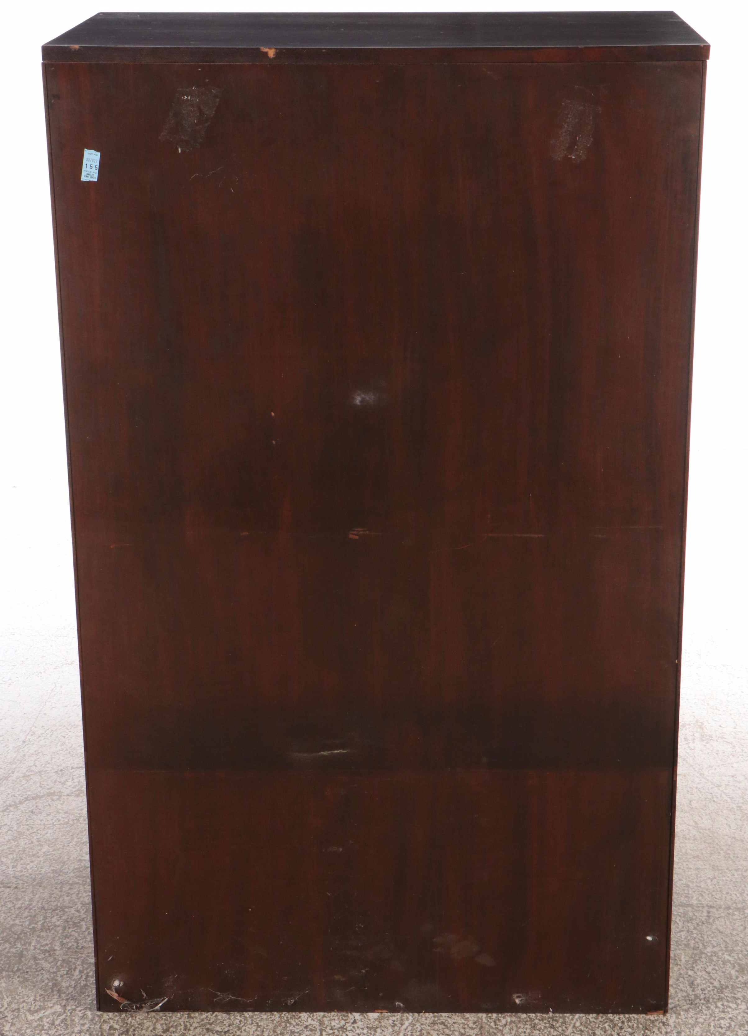 Campaign Style Walnut Finish and Brass Cabinet