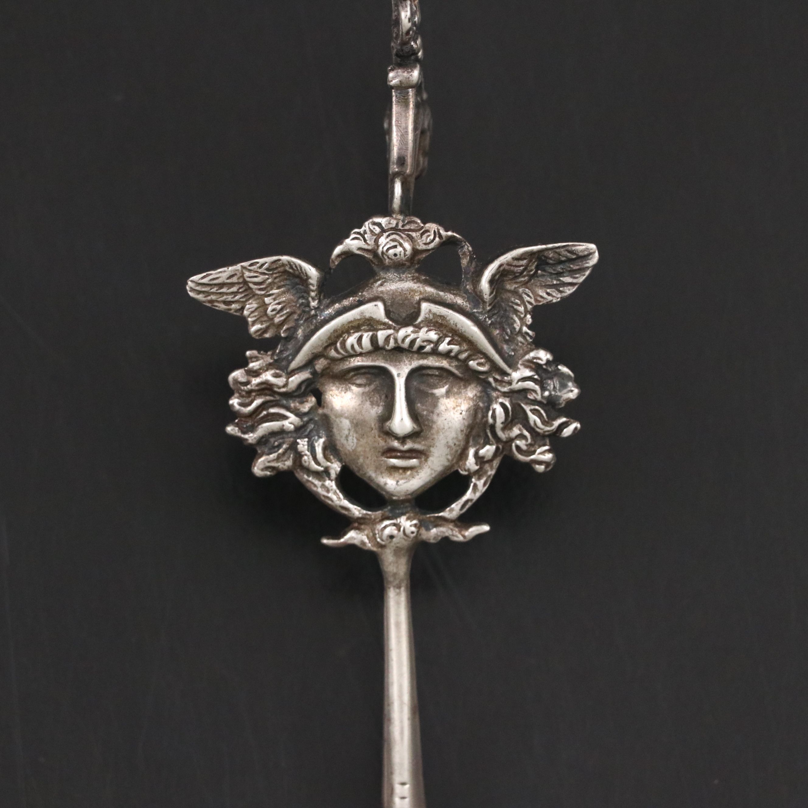 Dutch Pierced and Repoussé 800 Silver Monkey Spoon, 1890