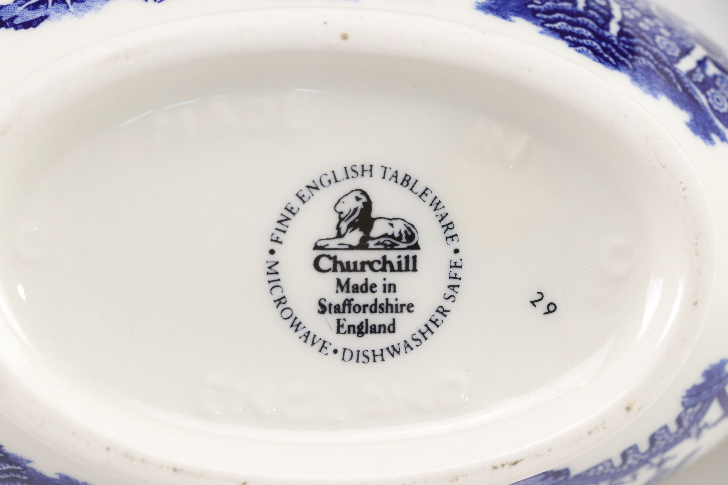 Churchill "Willow Blue" Teapot, Gravy Boat & Other Tableware