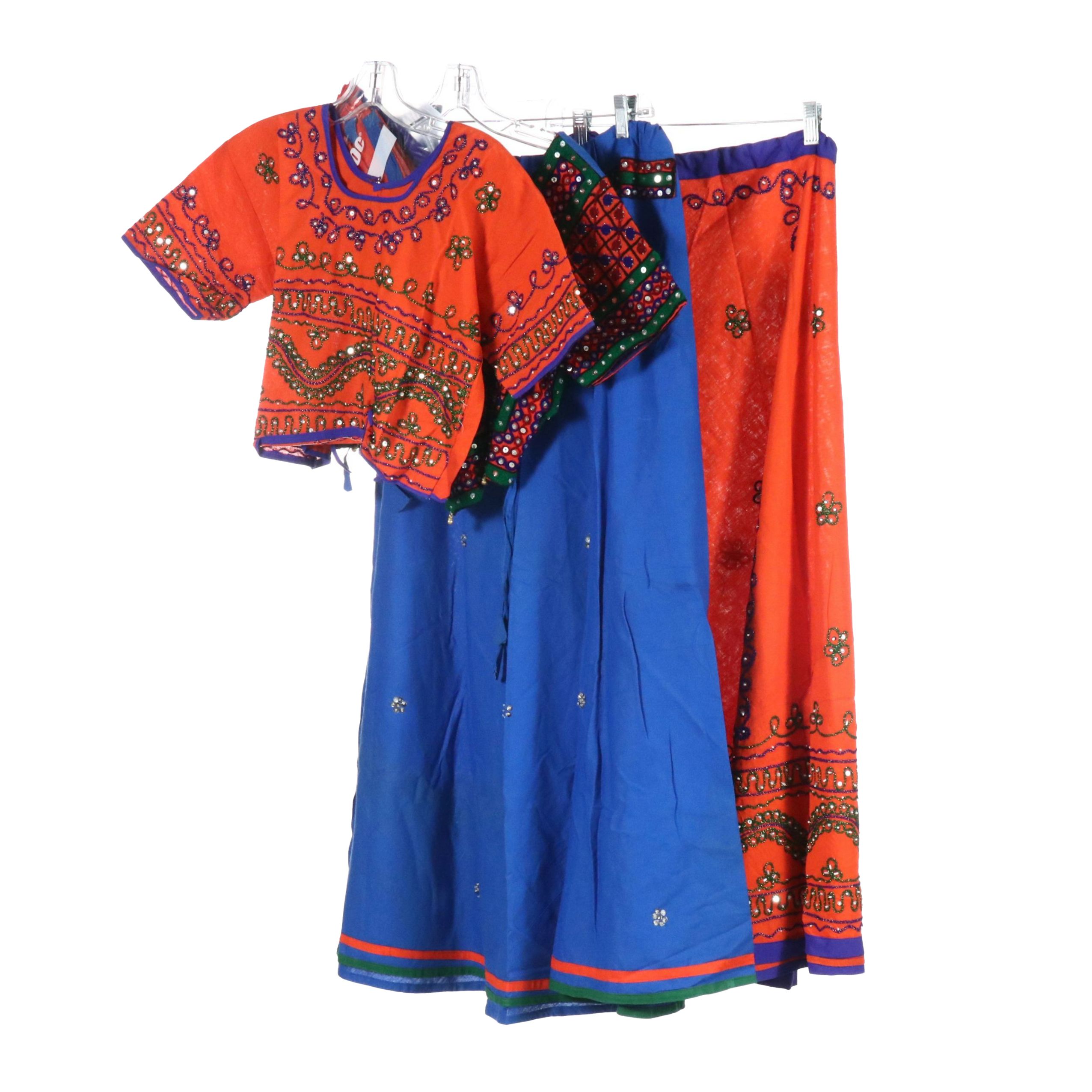 Handmade Chaniya Choli Sets in Sequin/Bead Embellished and Threadworked Cotton
