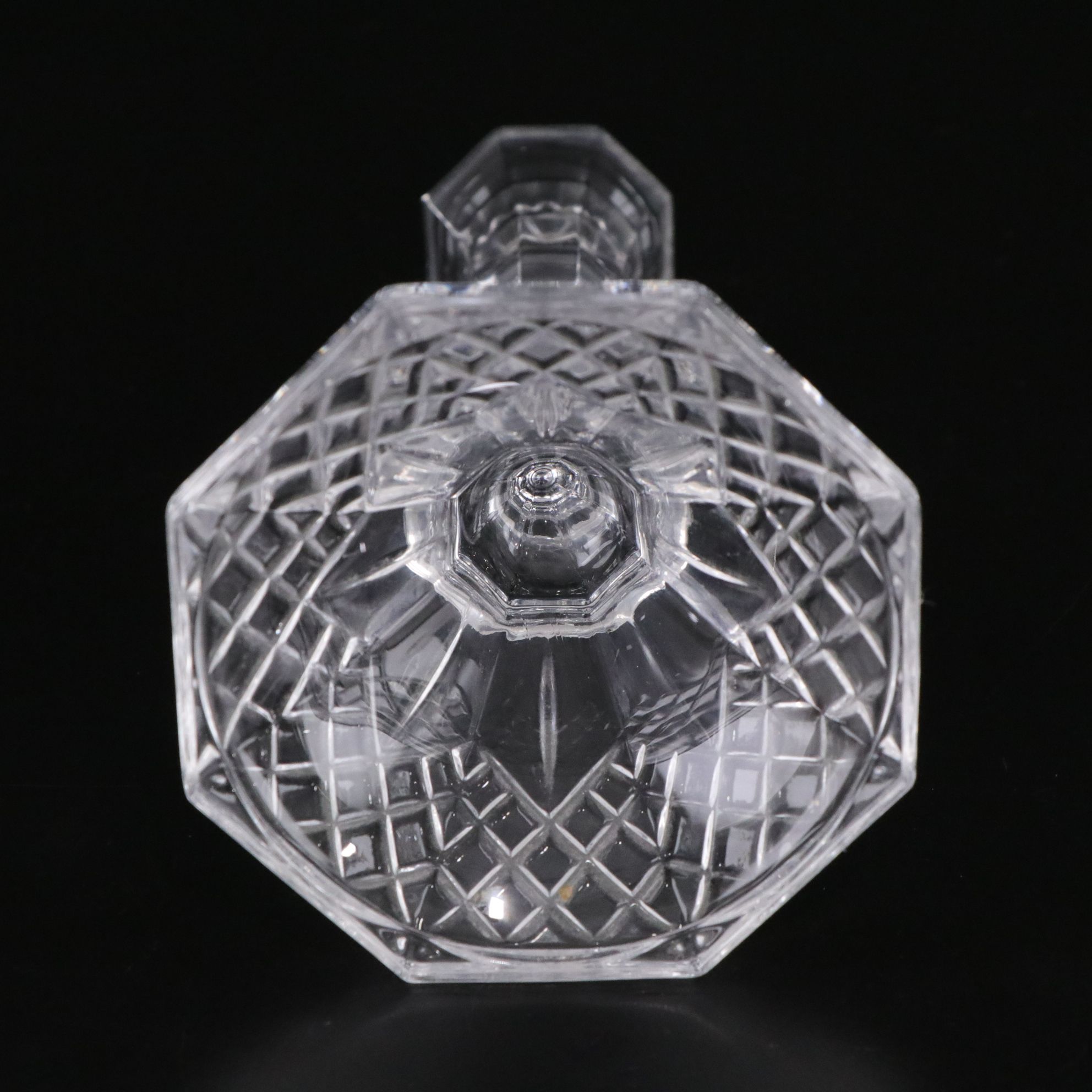 Regency Style Cut Crystal Diamond Quilt Candlesticks