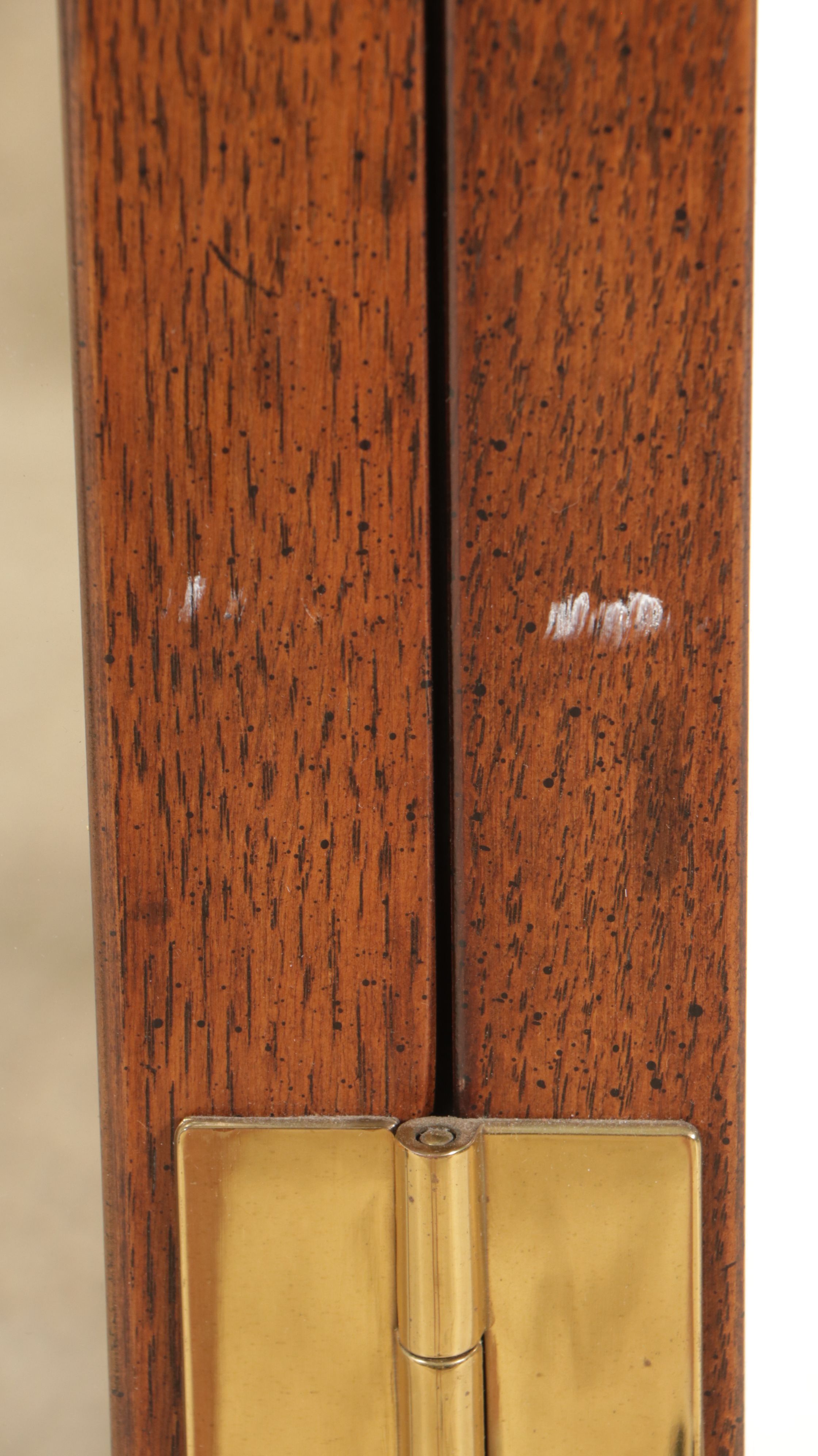 Henredon Campaign Style Oak Finish and Brass Illuminated China Cabinet