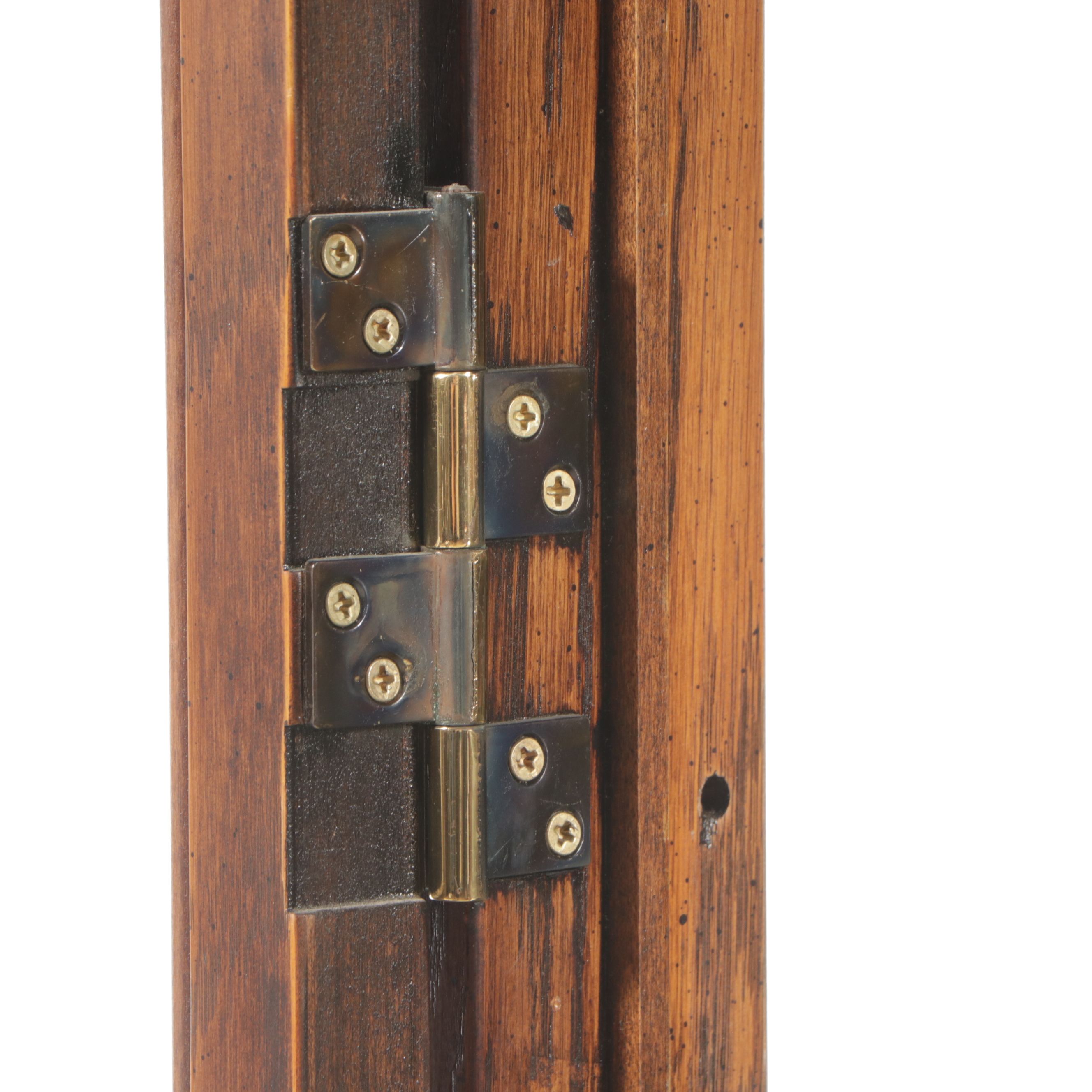 Henredon Campaign Style Oak Finish and Brass Illuminated China Cabinet