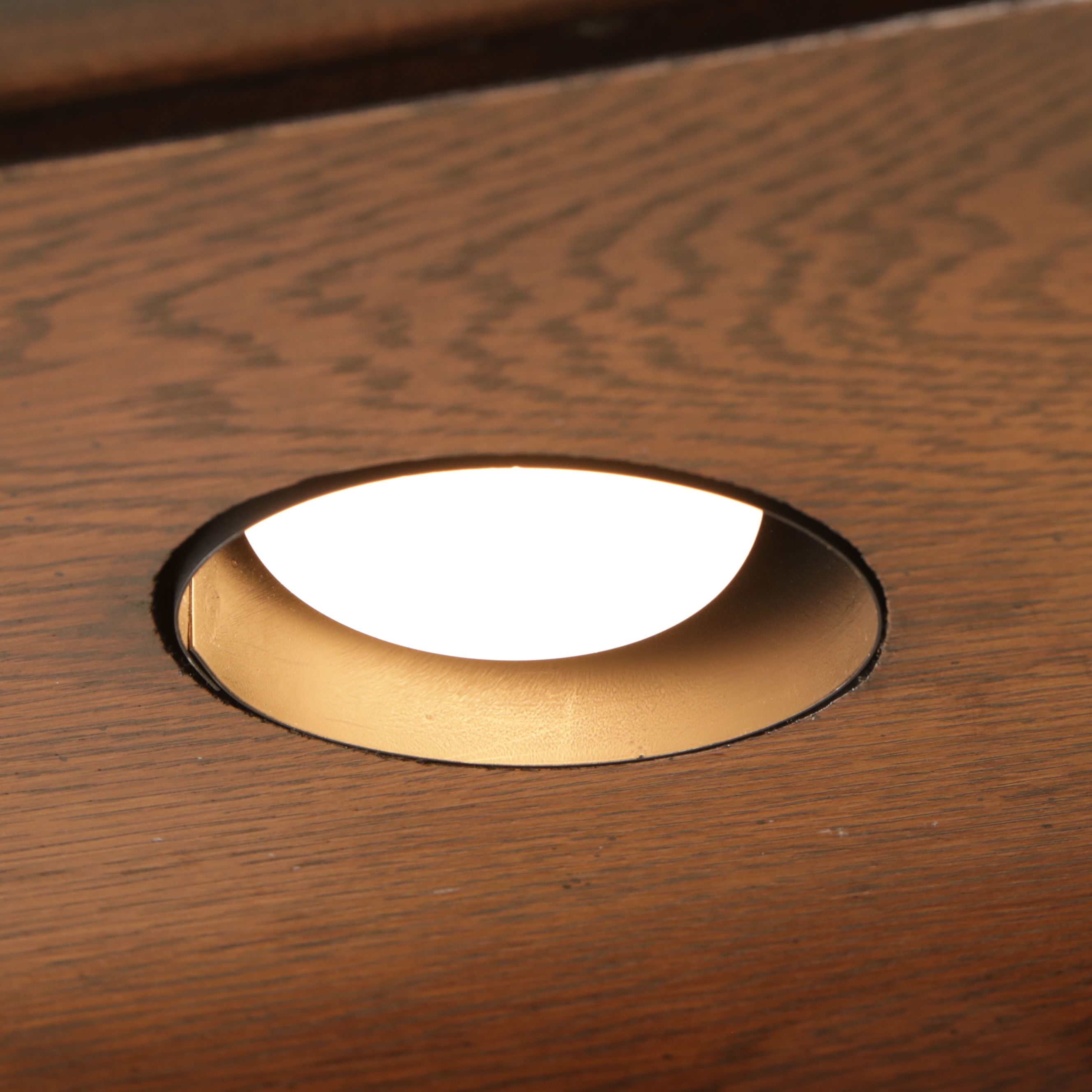 Henredon Campaign Style Oak Finish and Brass Illuminated China Cabinet