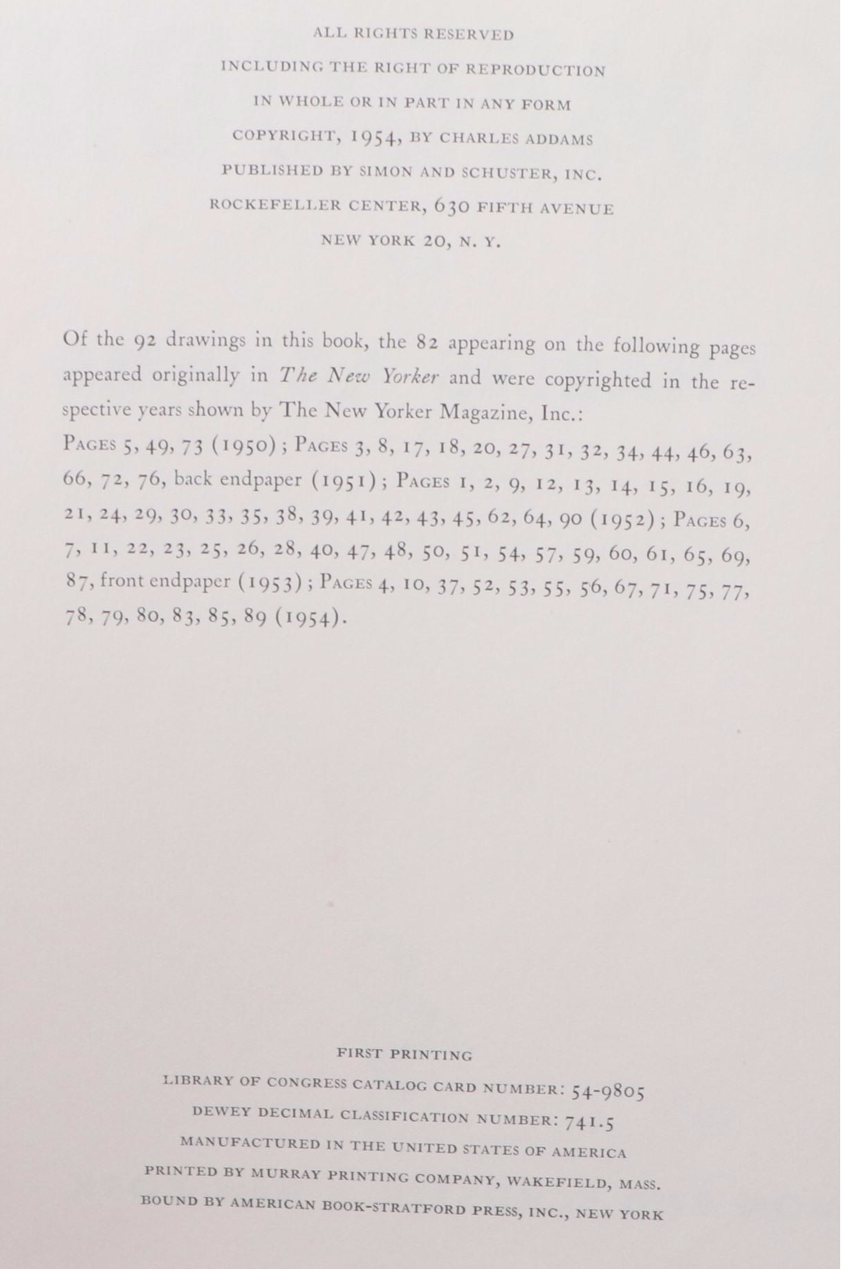 First Printing "Homebodies" by Charles Addams, 1954