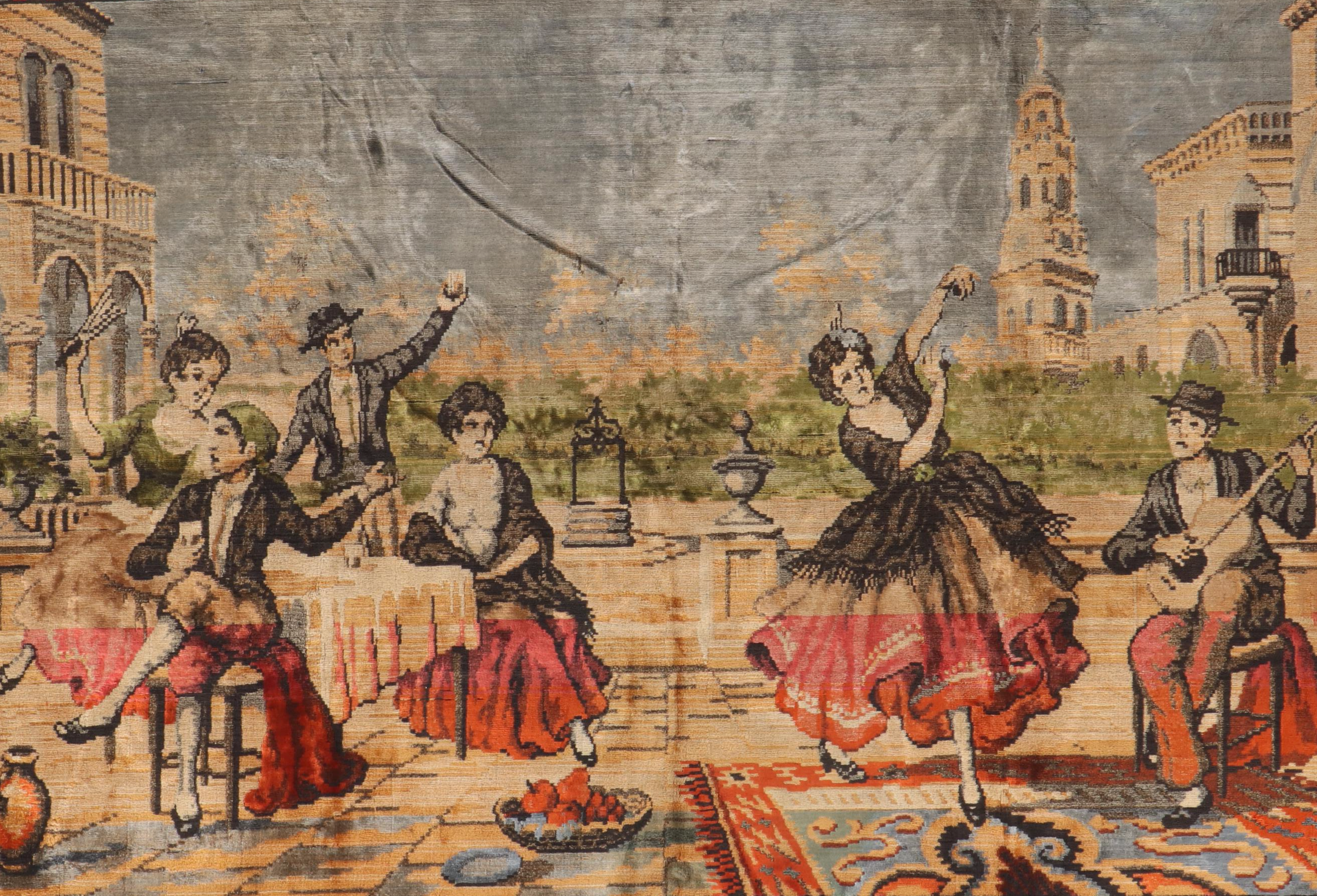 Machine Made Tapestry with Spanish Flamenco Dance Scene