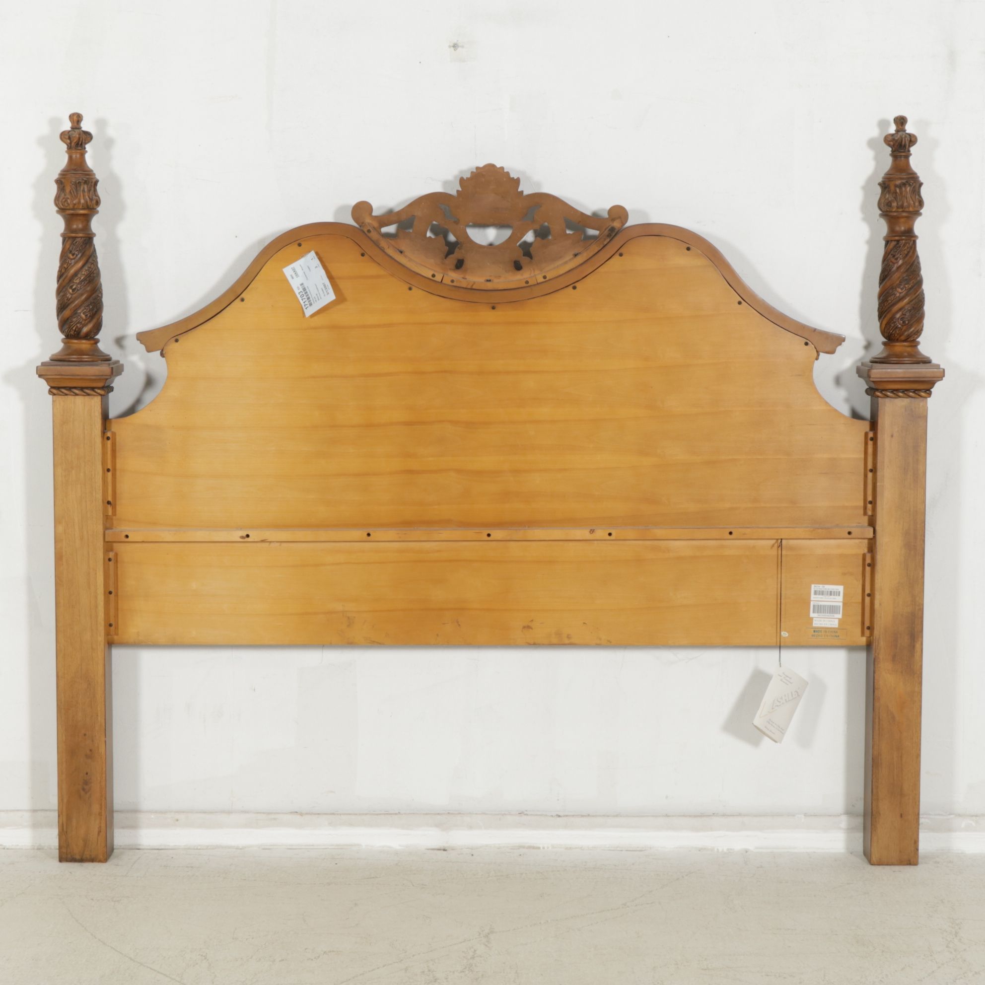 Ashley Furniture Cherry Finish Ornate King Size Bed, 21st Century