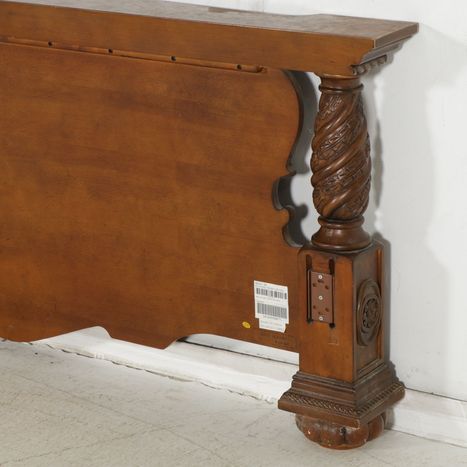 Ashley Furniture Cherry Finish Ornate King Size Bed, 21st Century