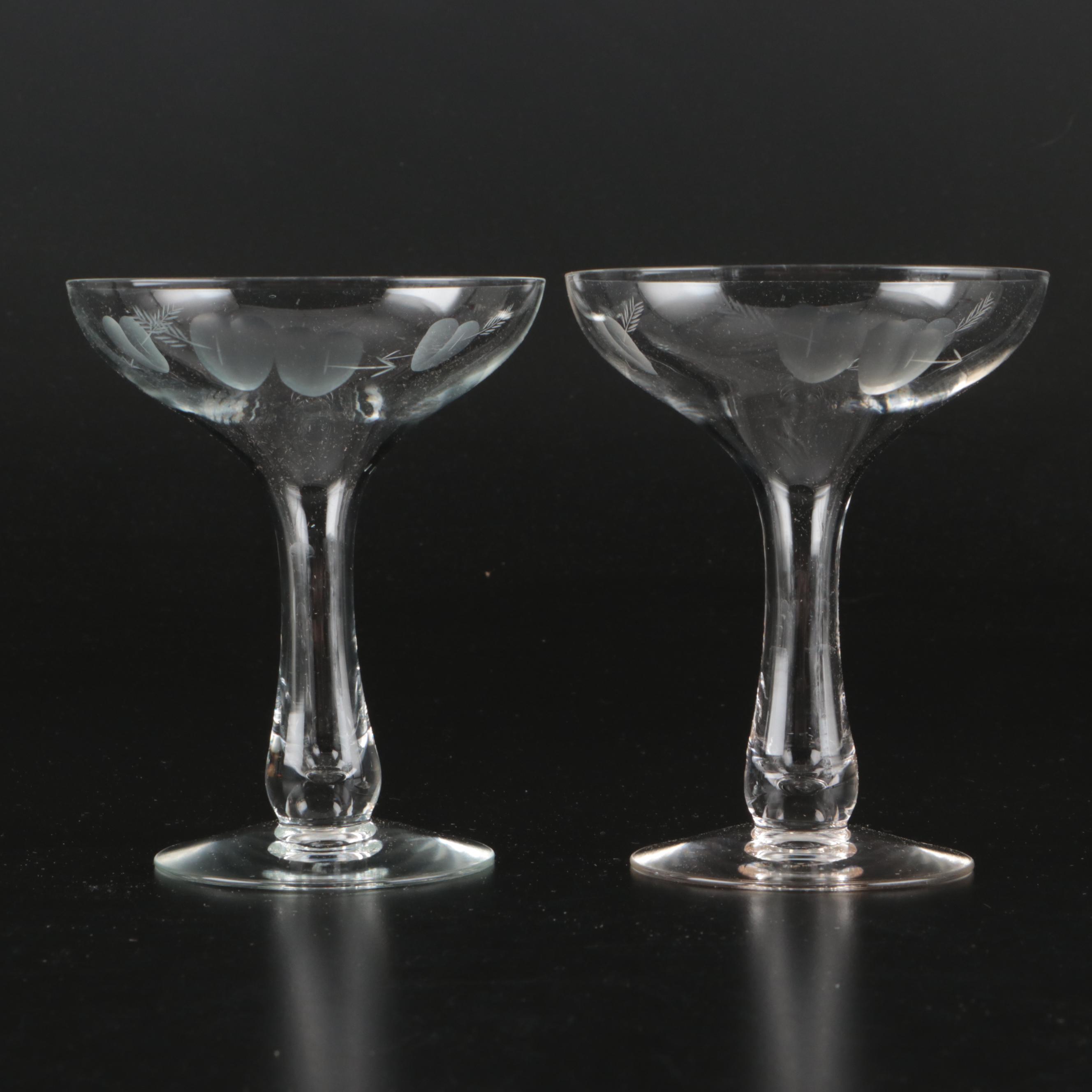 Vintage Fostoria with Other Glass Coupes and Glassware