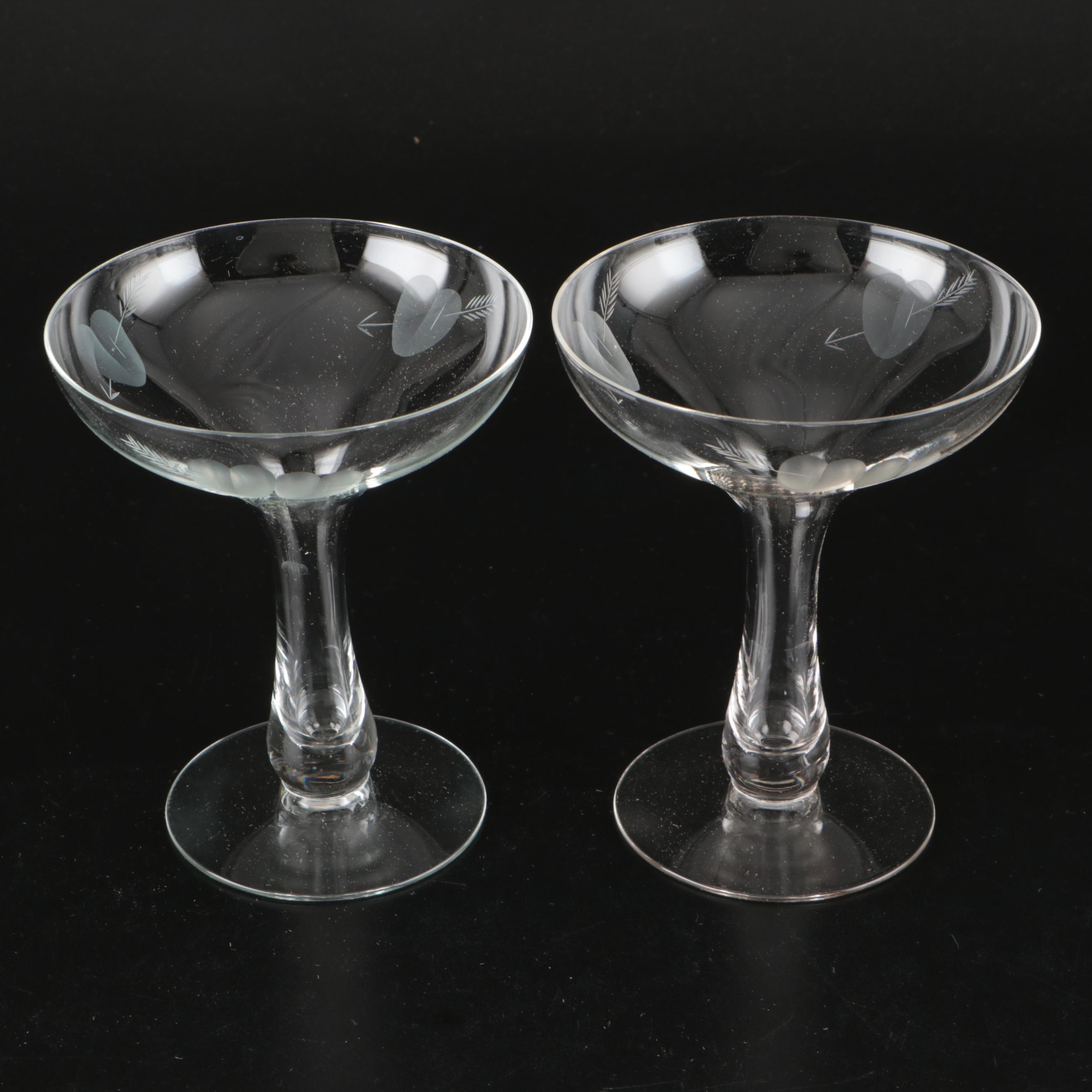 Vintage Fostoria with Other Glass Coupes and Glassware