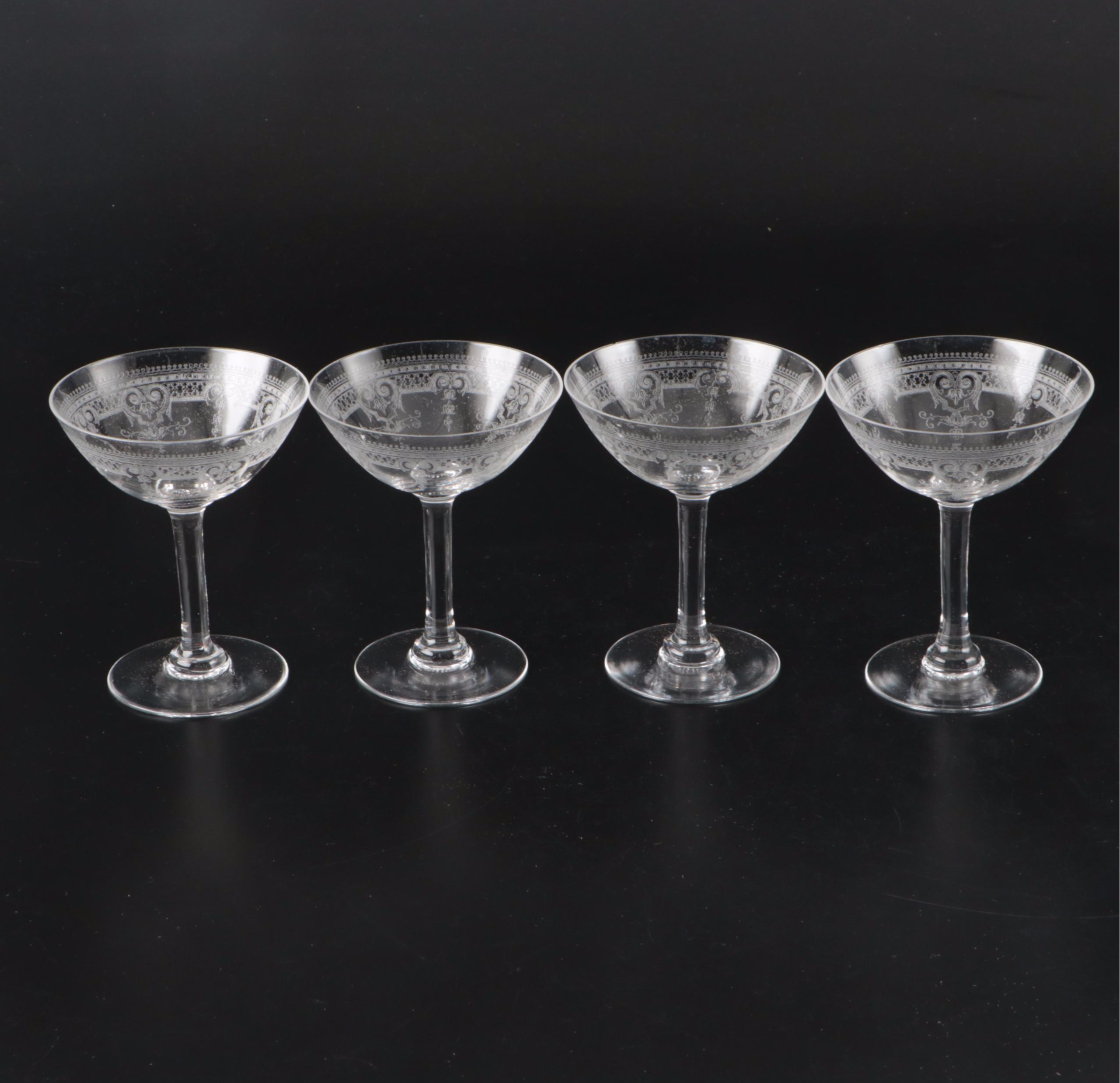 Vintage Fostoria with Other Glass Coupes and Glassware
