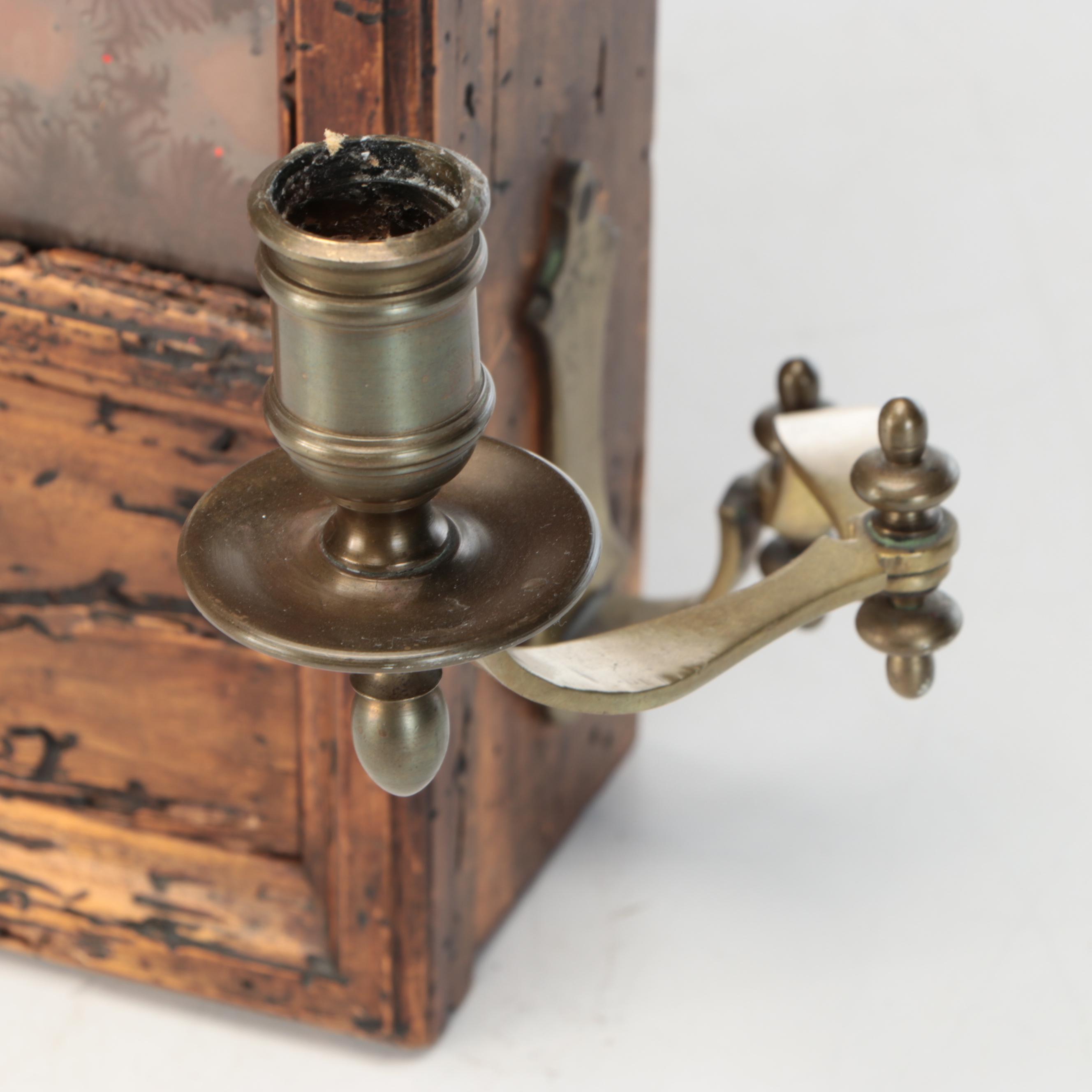 Colonial Style Mirrored Wall Wood Cabinet with Brass Candlesticks