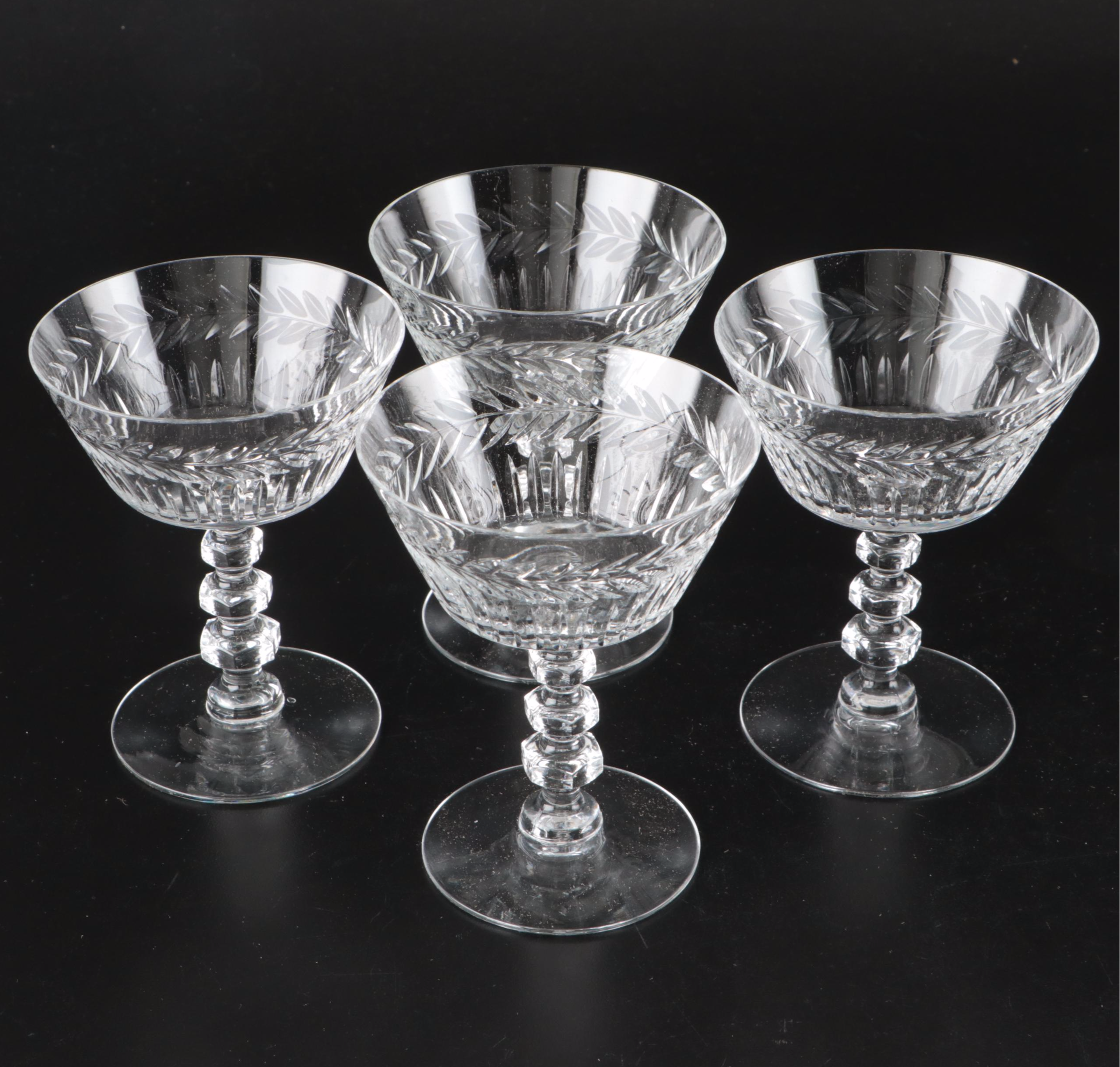 Vintage Fostoria with Other Glass Coupes and Glassware