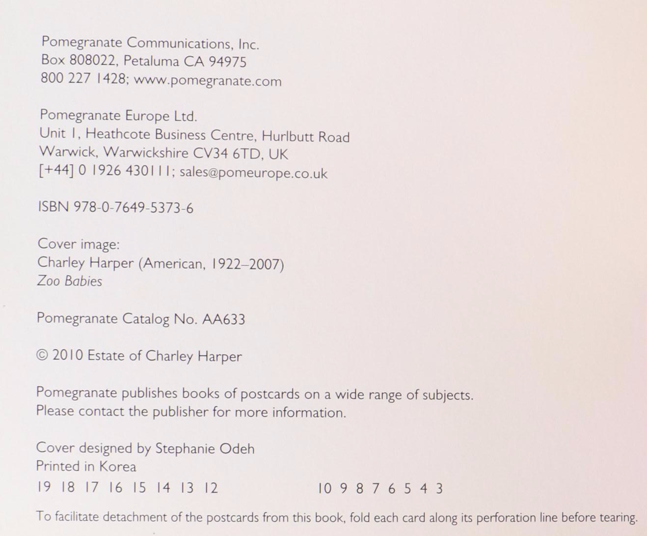 "Charley Harper: The Animal Kingdom" Book of Postcards, 2012