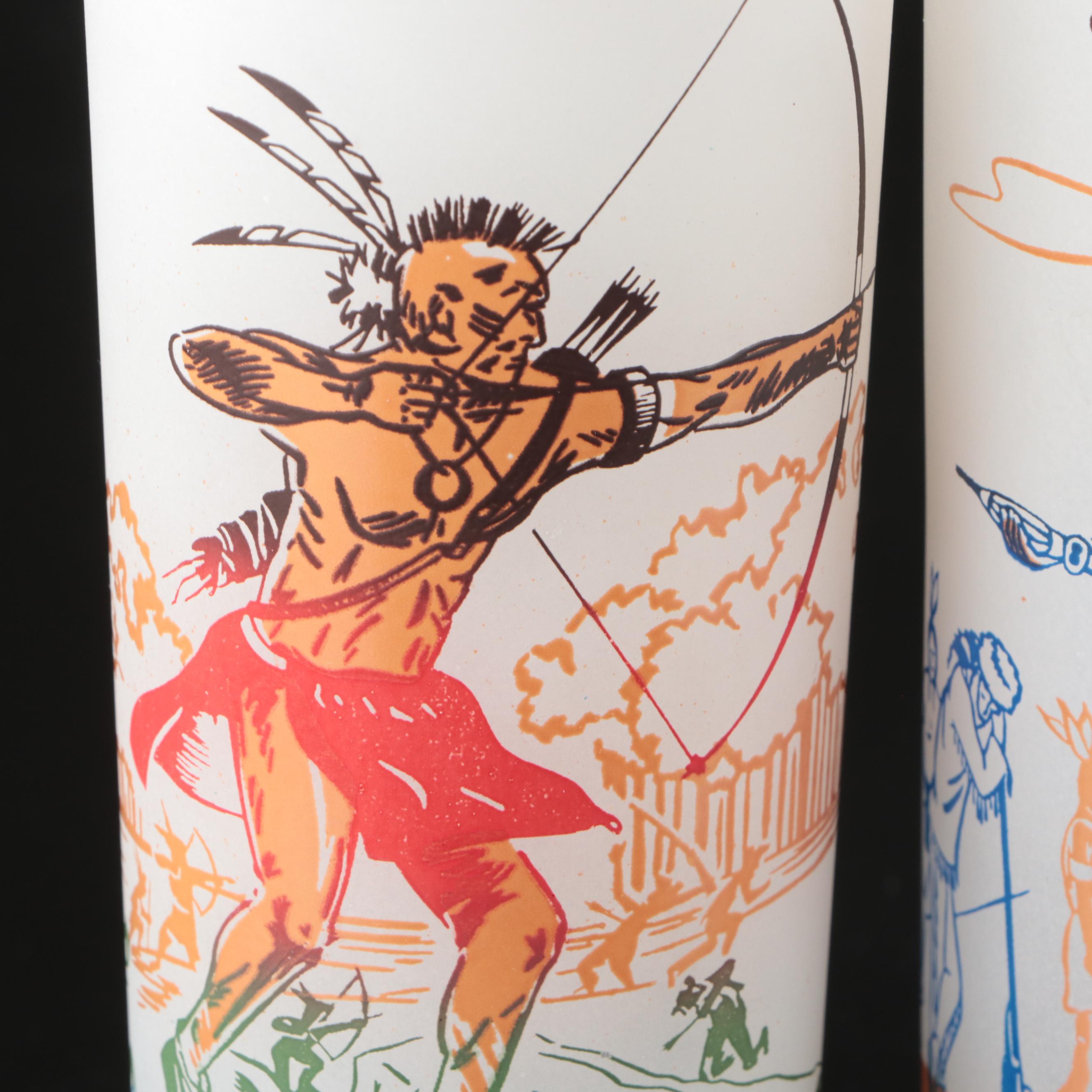 Bonded "Famous Ohio Indians" Frosted Glass Tumblers