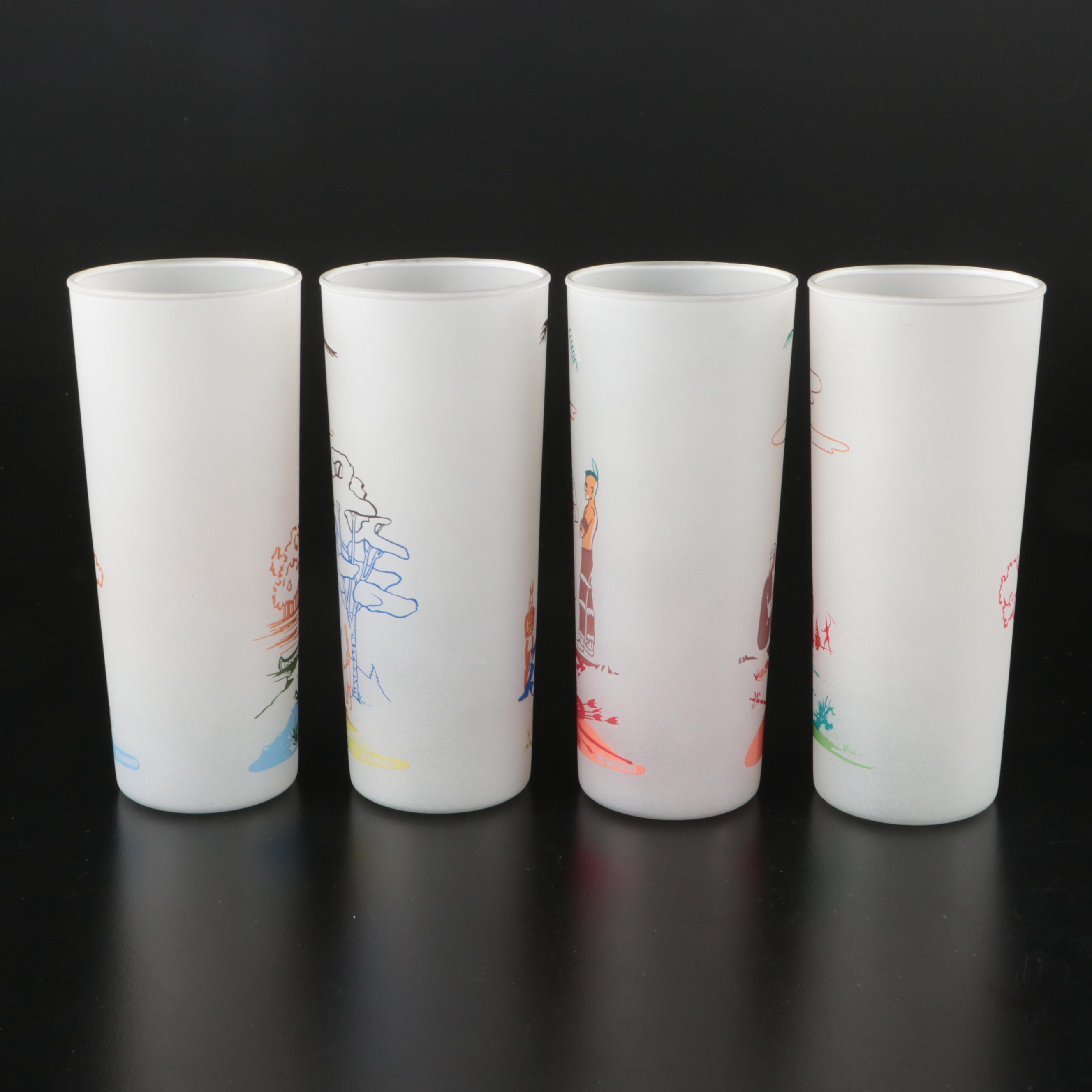 Bonded "Famous Ohio Indians" Frosted Glass Tumblers