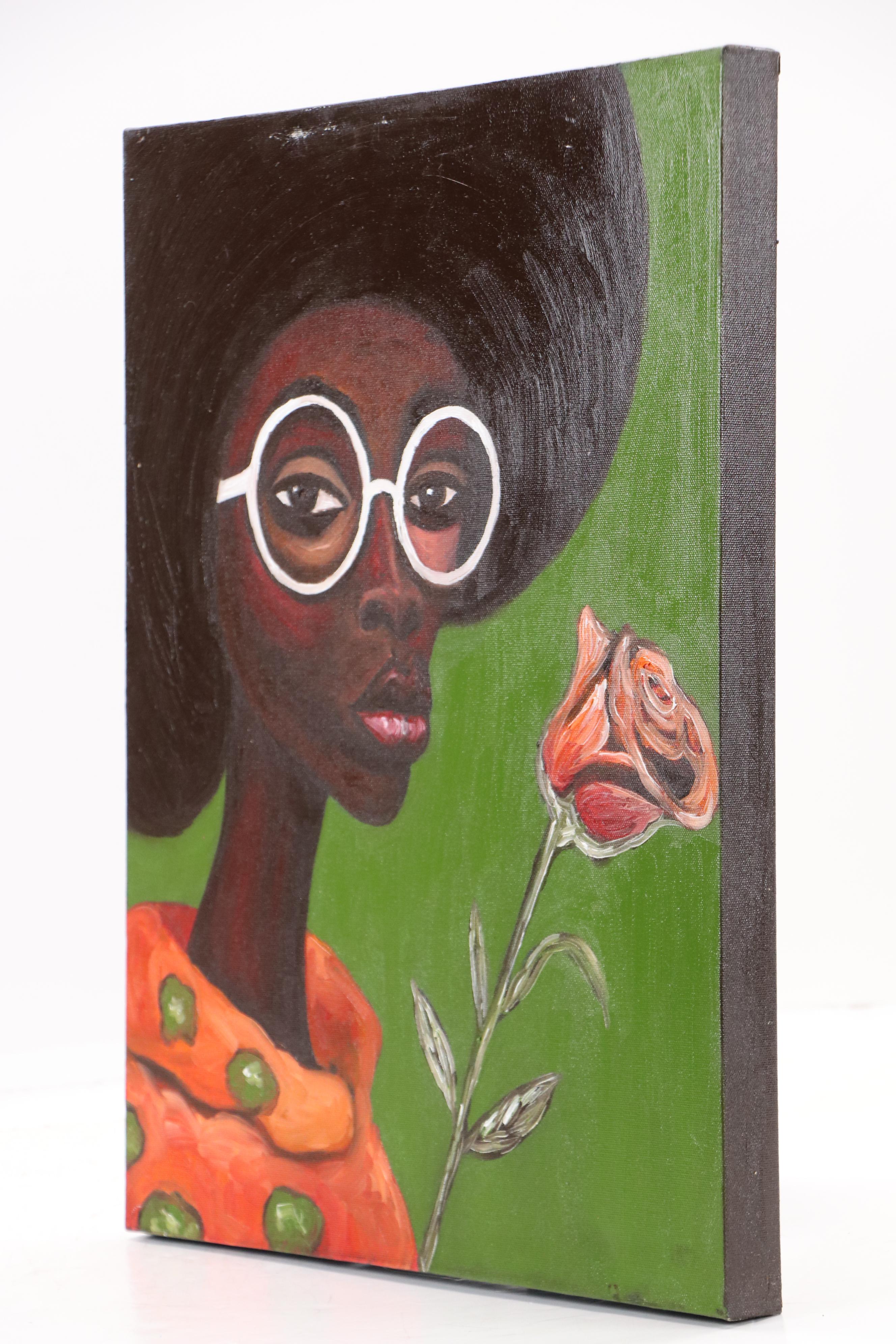 Oluwakemi Omowaire Oil Portrait Painting of Woman in Glasses, 2025