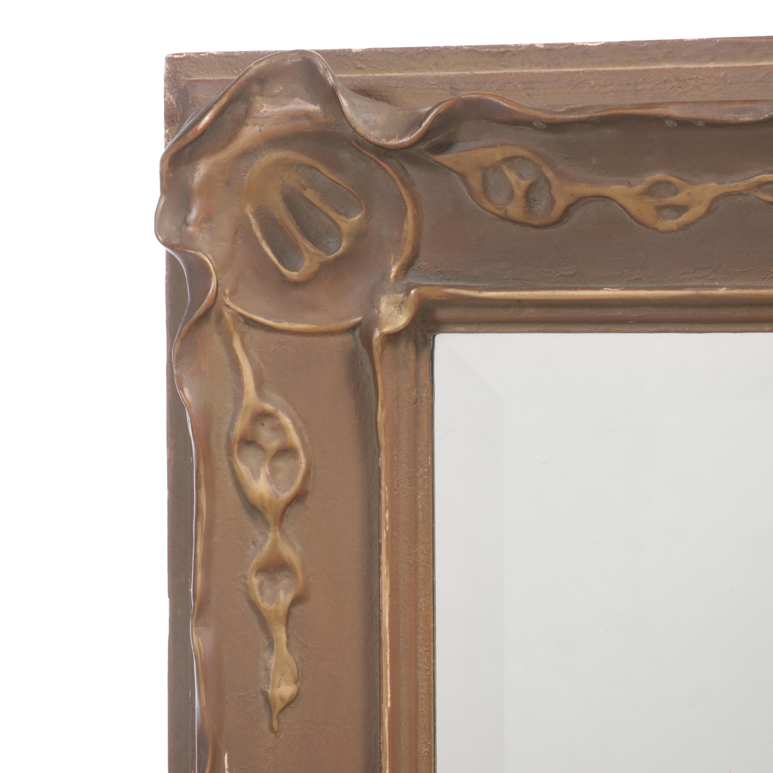 Art Nouveau Style Painted Wood Wall Mirror, Late 19th/Early 20th C.