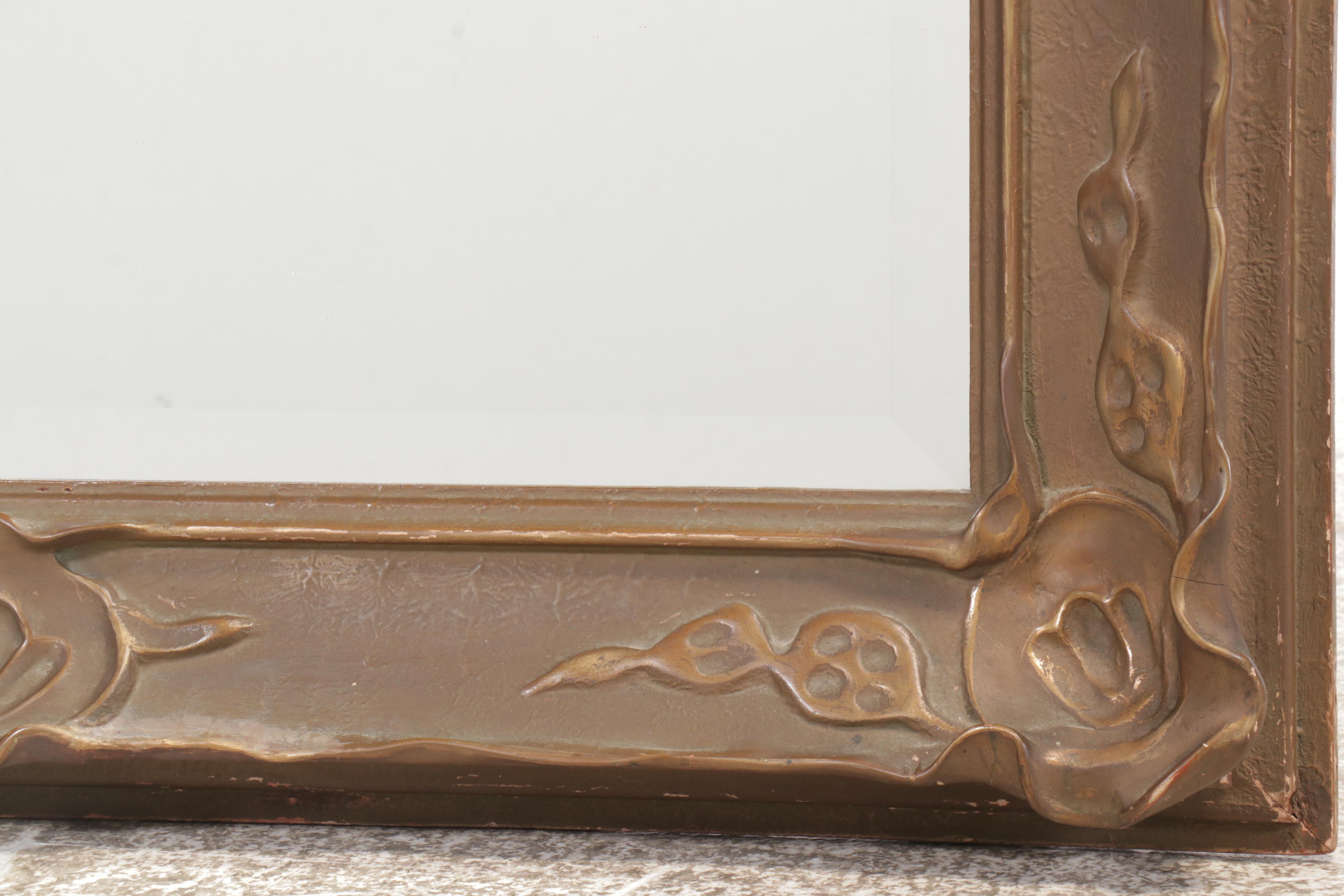Art Nouveau Style Painted Wood Wall Mirror, Late 19th/Early 20th C.