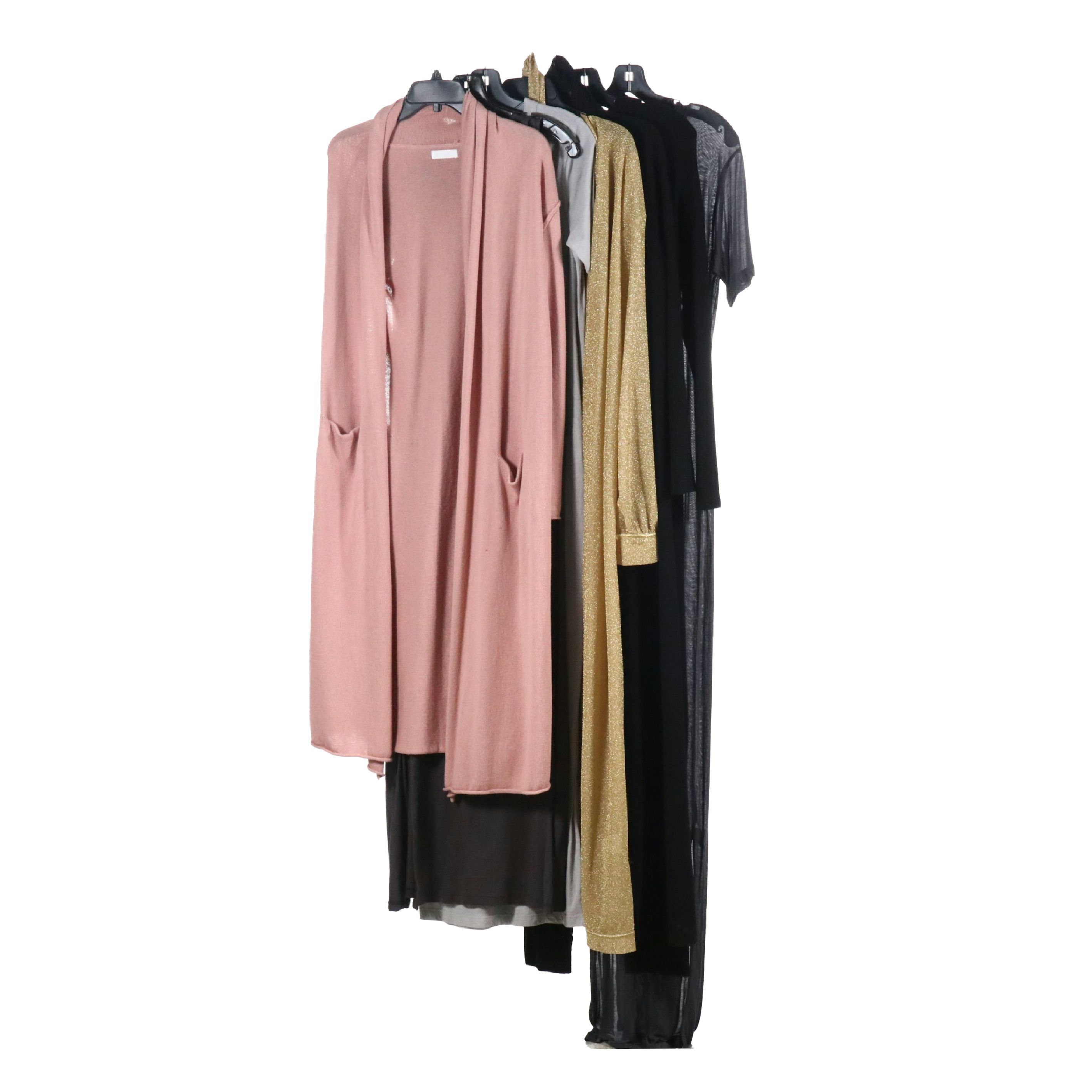 Oséree Gold Kaftan, Sablyn Silk & Cashmere Long Cardigan w/ Other Casual Dresses
