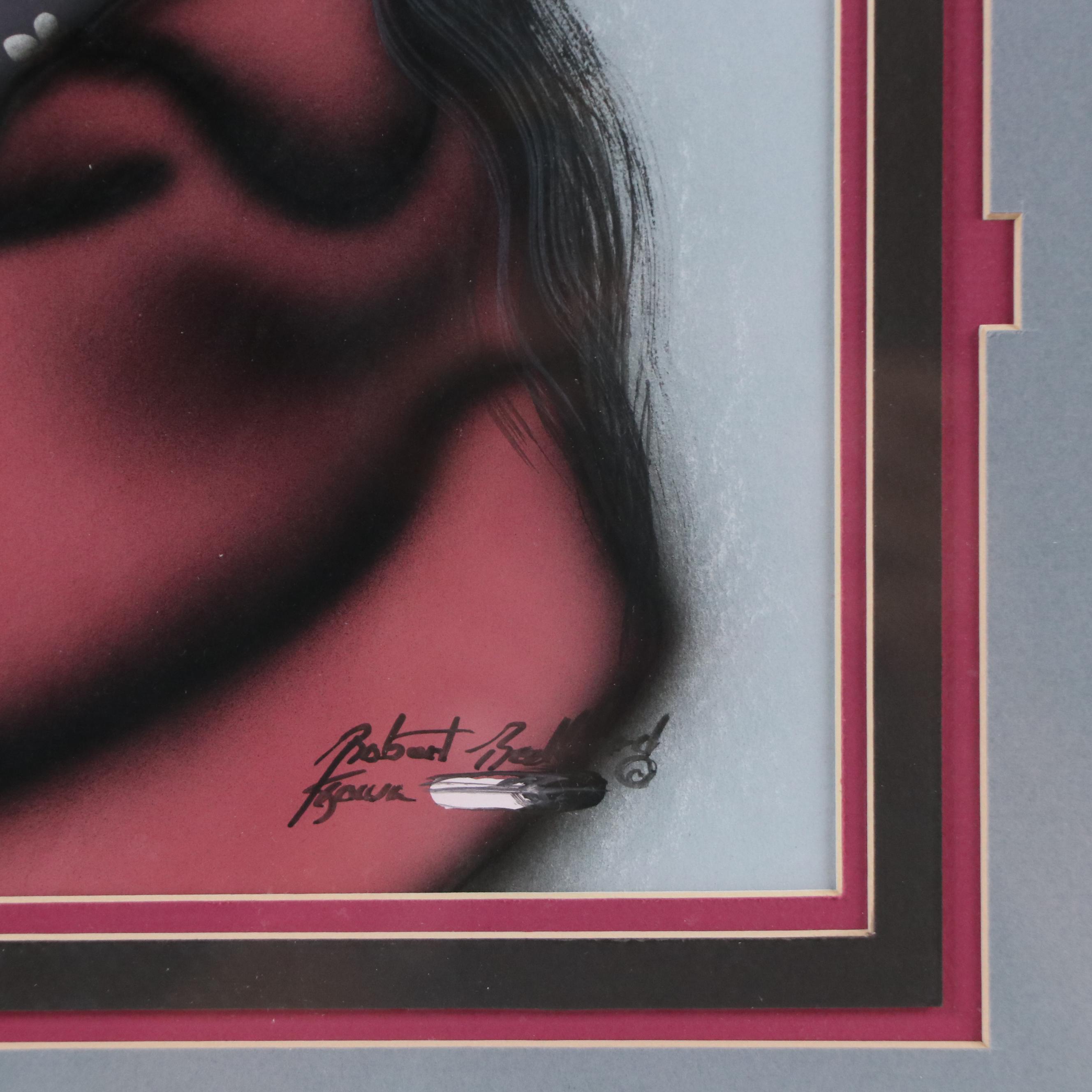 Robert Redbird Mixed Media Painting, Late 20th Century