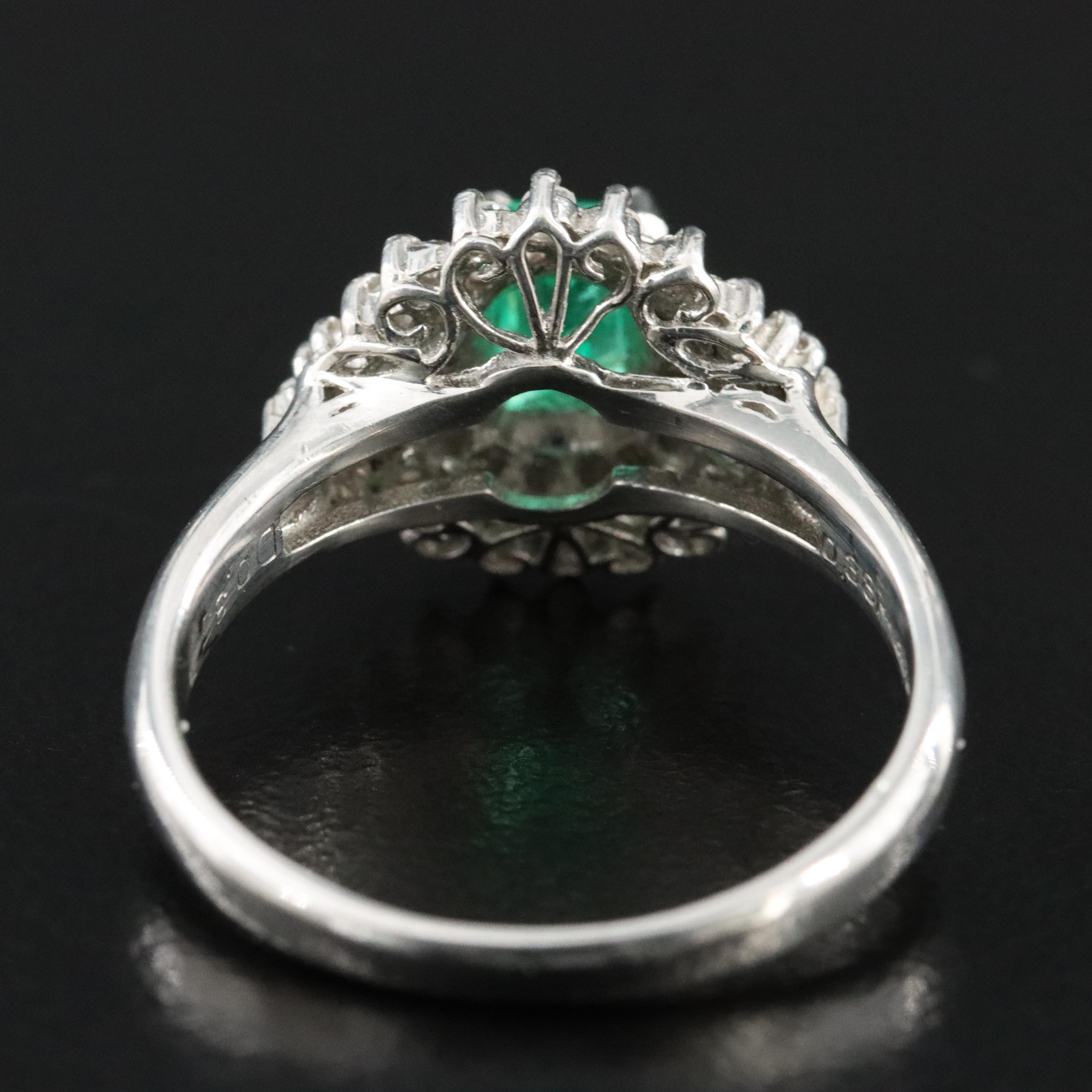 Platinum Emerald and 0.35 CTW Diamond Ballerina Ring