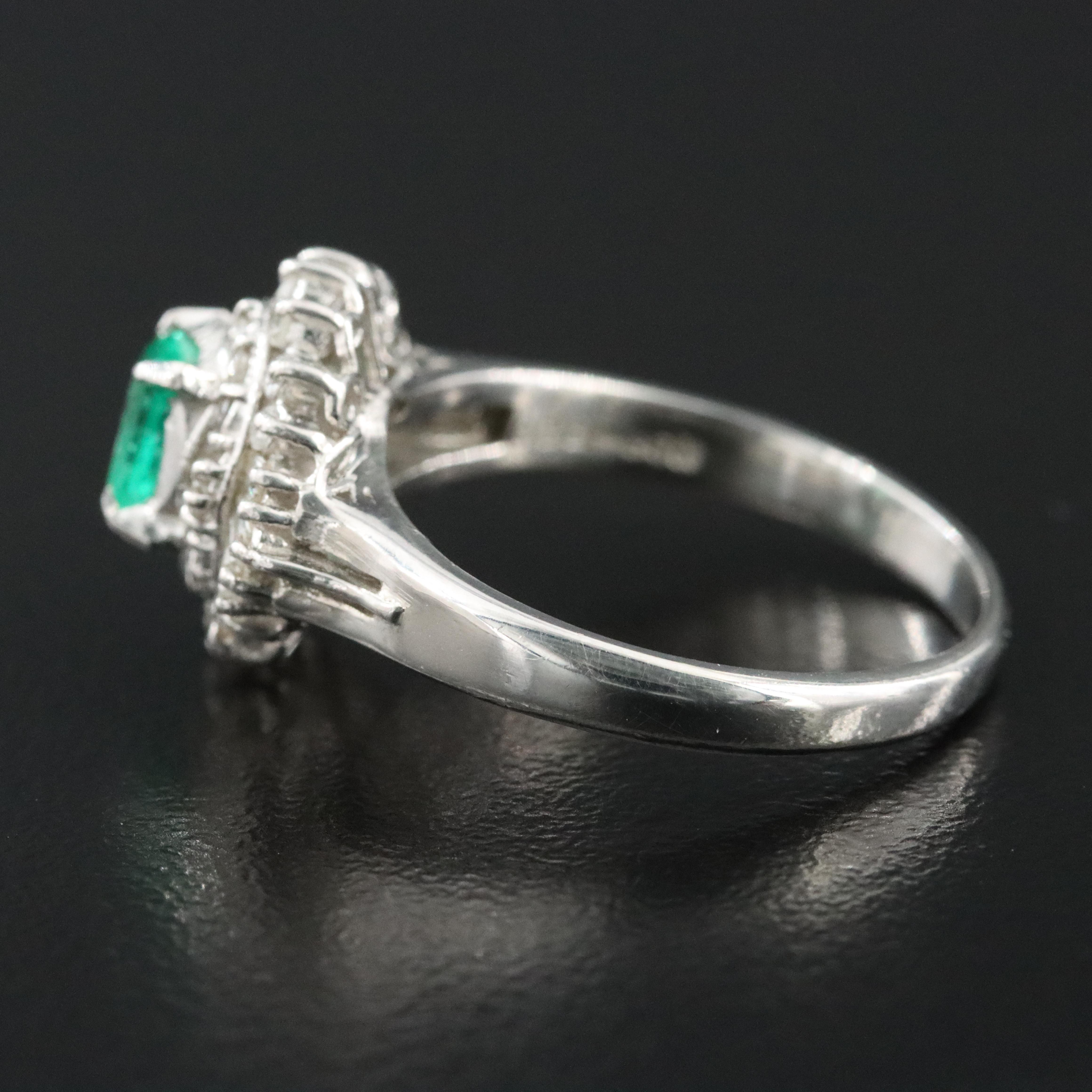 Platinum Emerald and 0.35 CTW Diamond Ballerina Ring