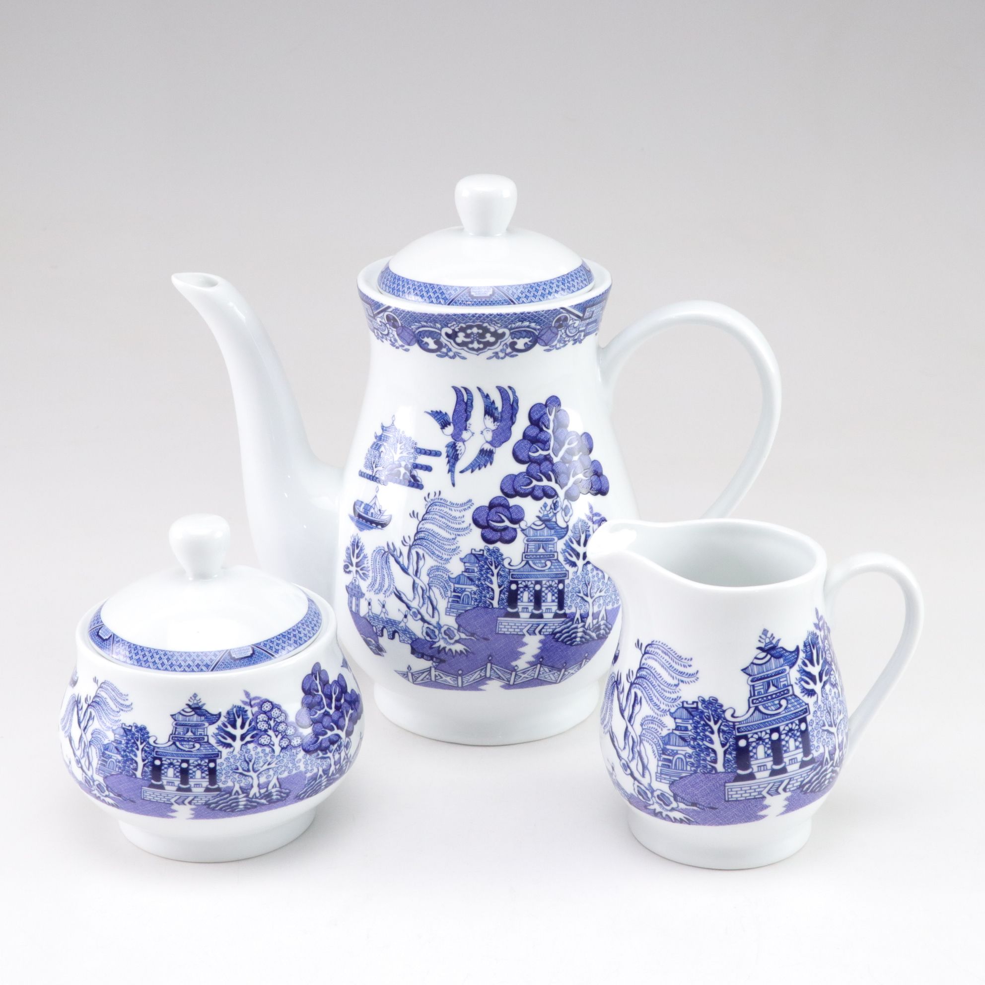 Royal Cuthbertson "Blue Willow" Coffee Set and Serveware