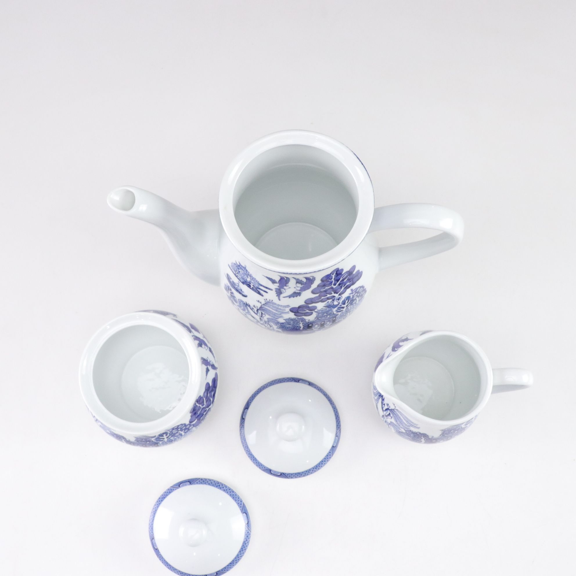Royal Cuthbertson "Blue Willow" Coffee Set and Serveware