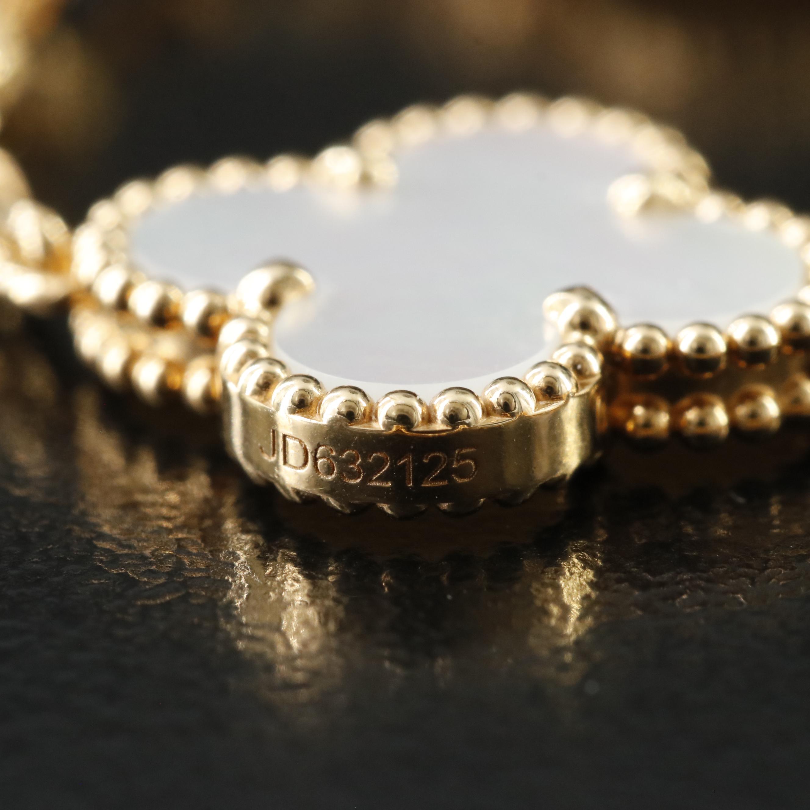 Van Cleef & Arpels Vintage Alhambra 18K Mother of Pearl Necklace 10 Motifs