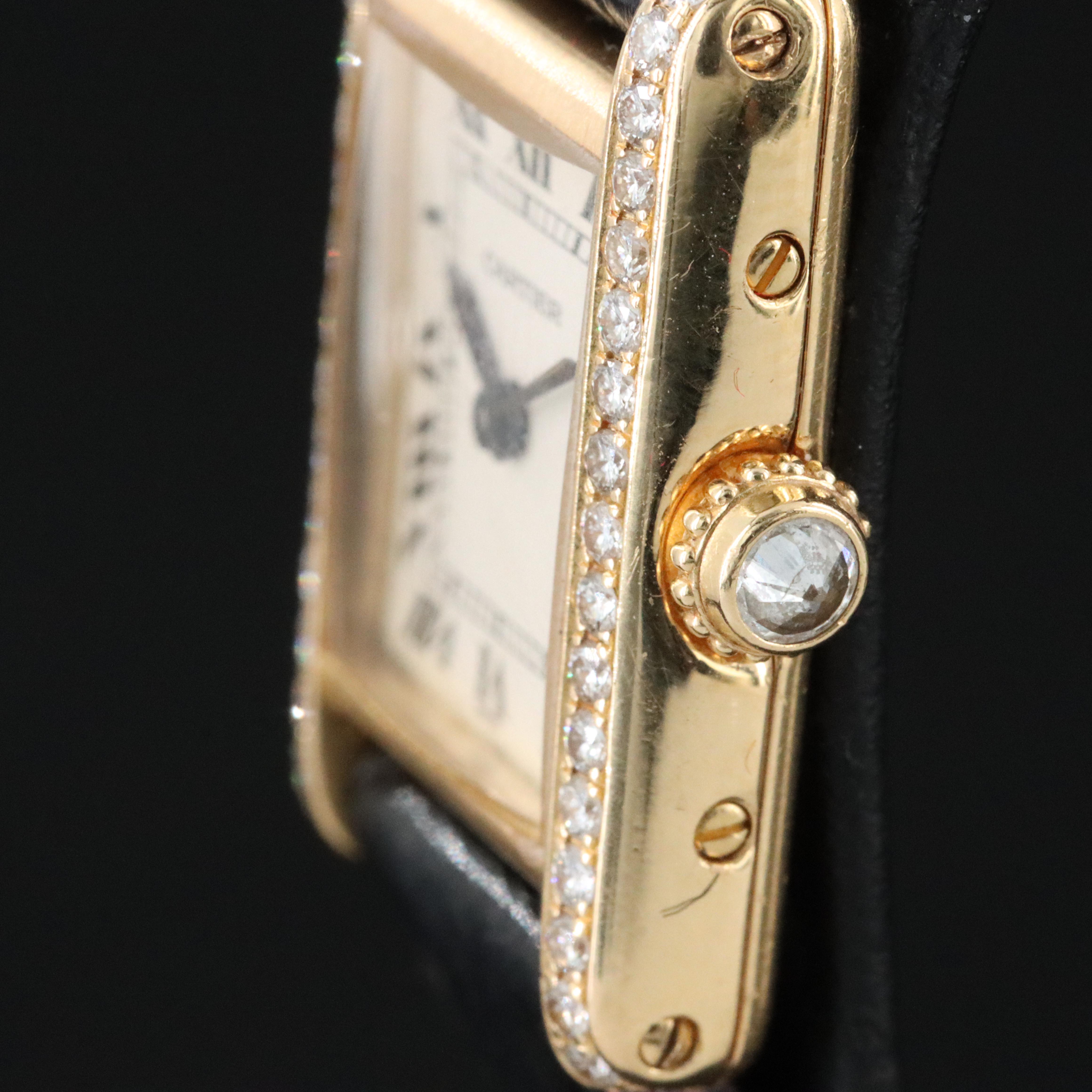 Cartier 18K Mini Tank Quartz Model 11410 Factory Diamond Watch