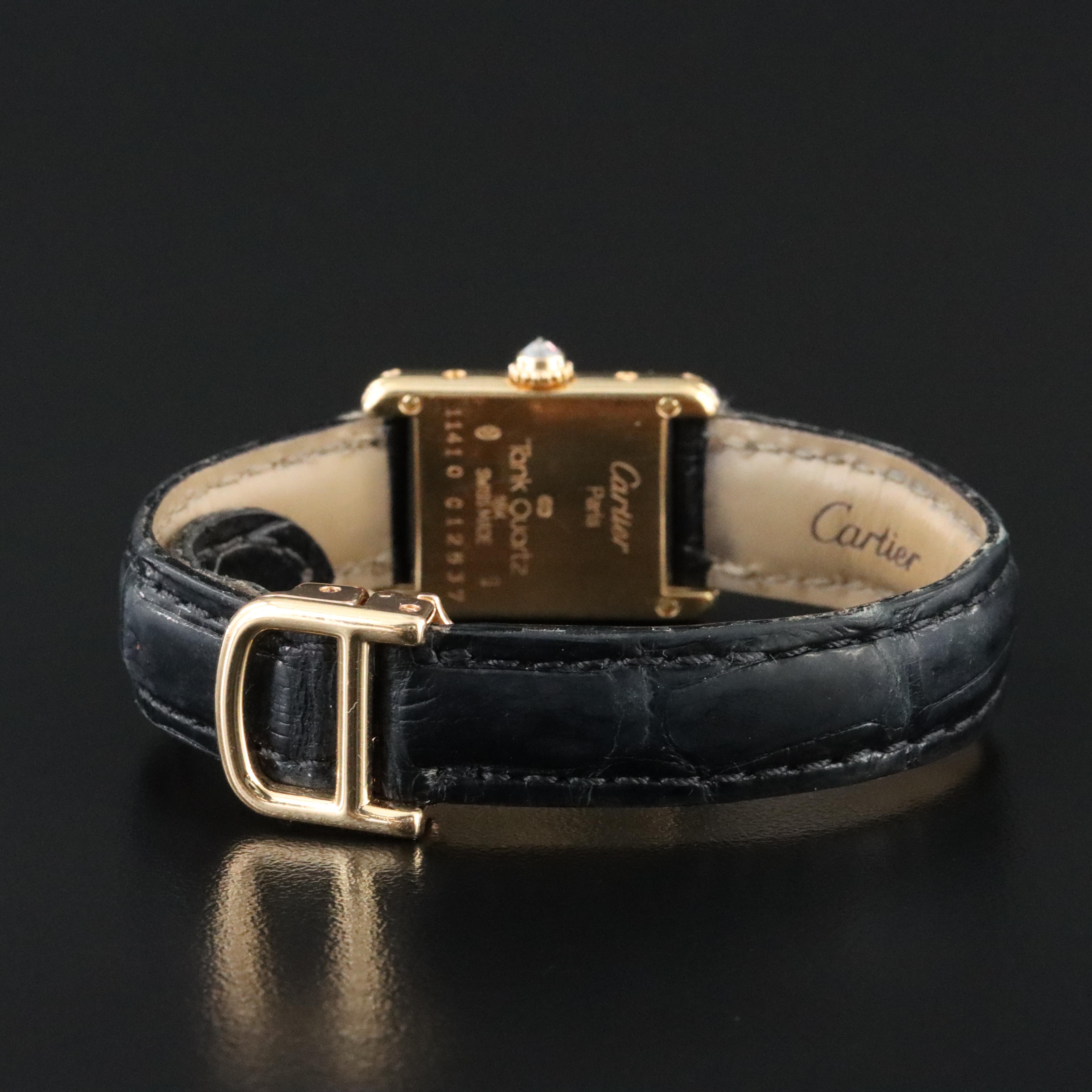 Cartier 18K Mini Tank Quartz Model 11410 Factory Diamond Watch
