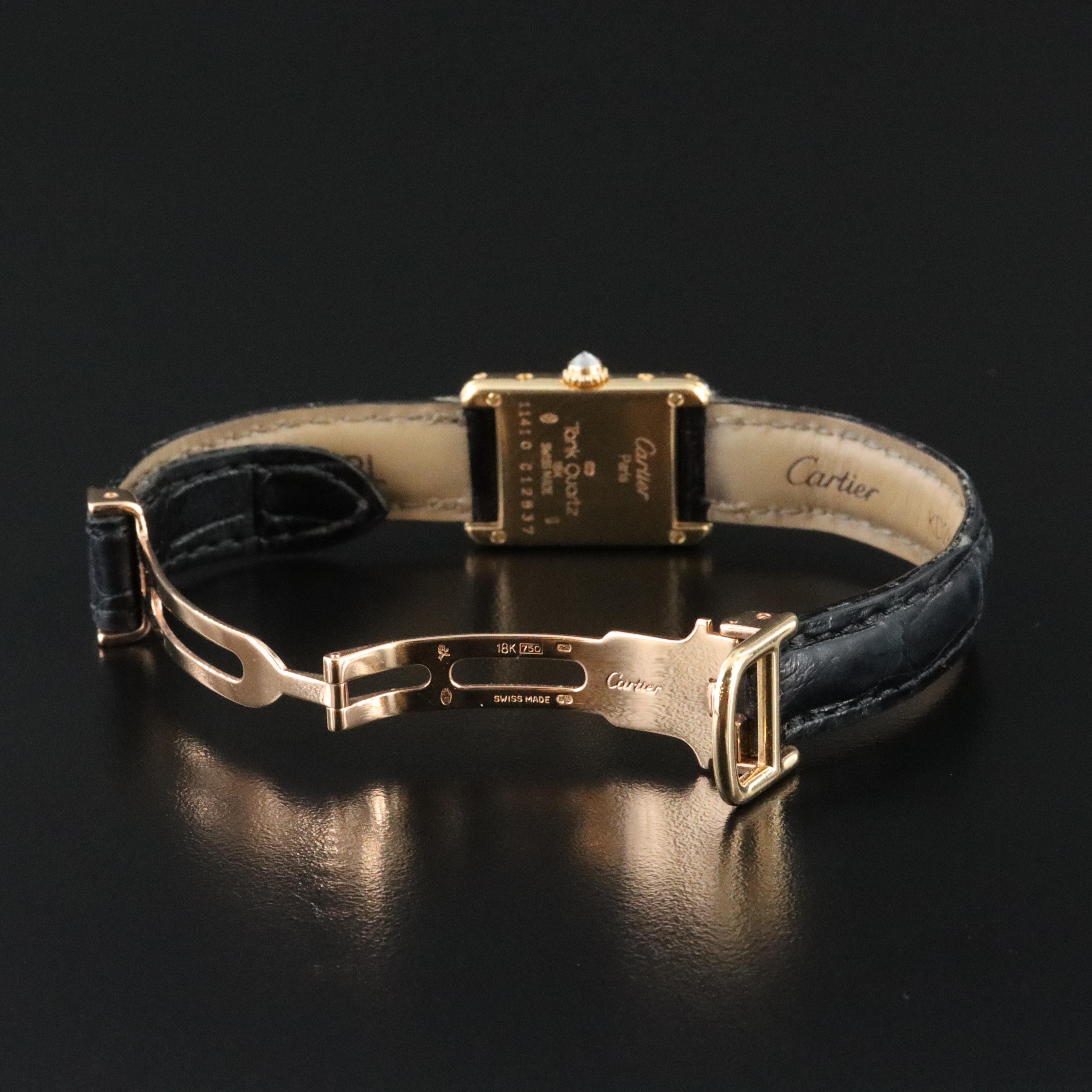 Cartier 18K Mini Tank Quartz Model 11410 Factory Diamond Watch