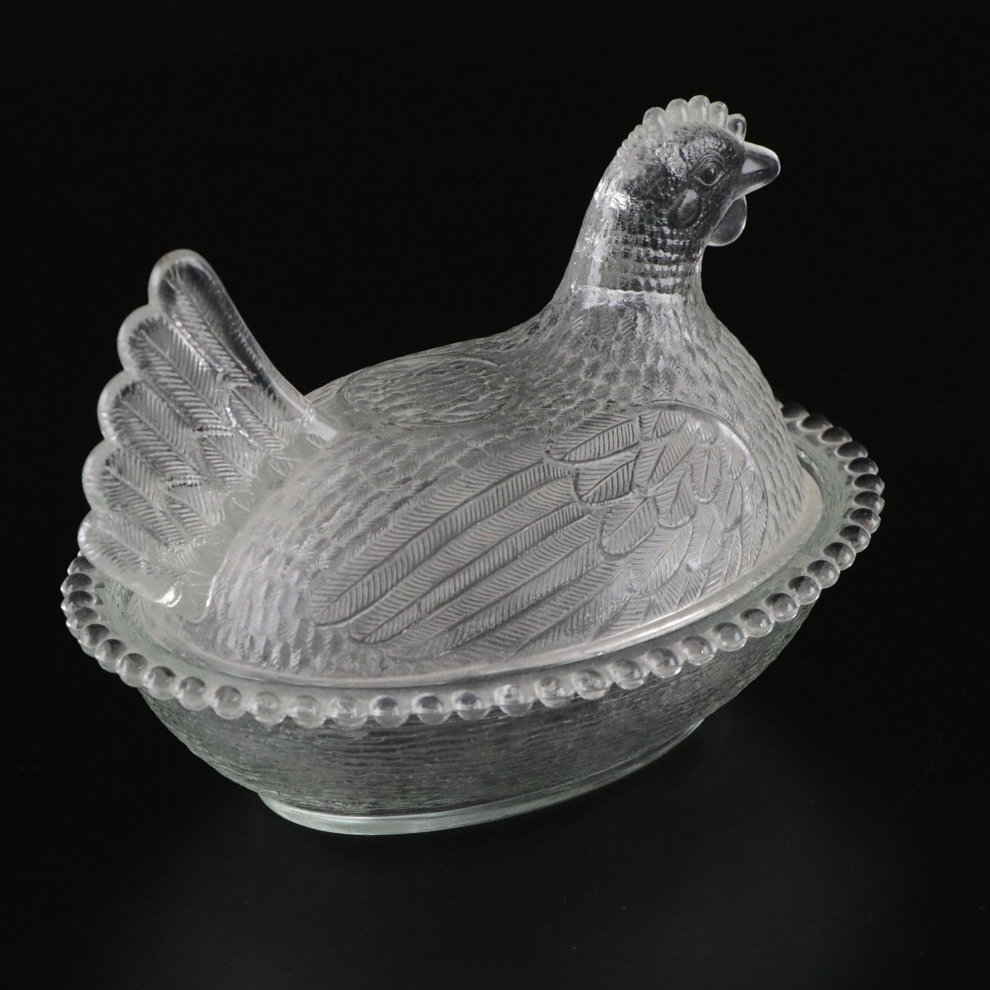 Frosted Rose Fruit Bowl, Roosting Chicken Dish & More