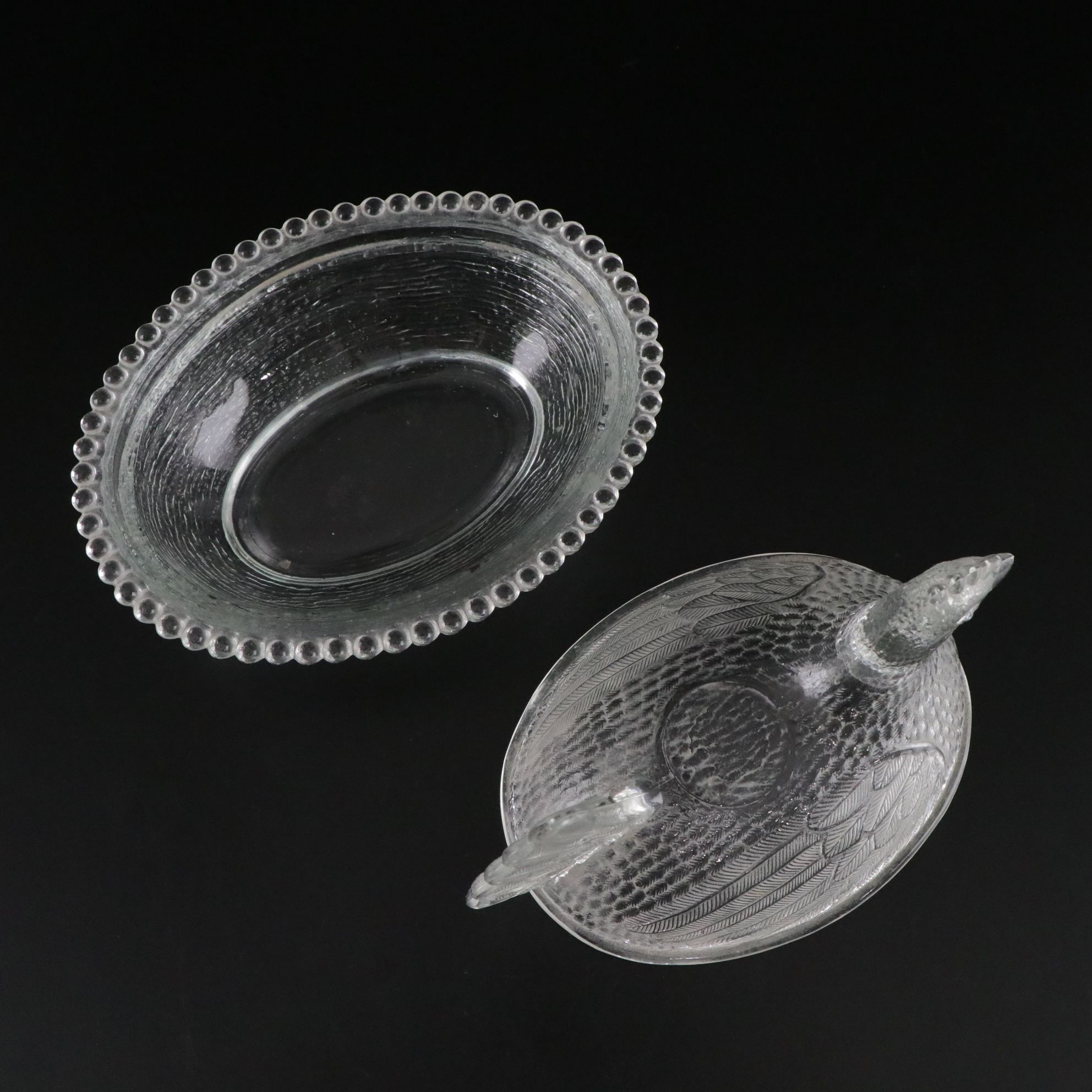 Frosted Rose Fruit Bowl, Roosting Chicken Dish & More