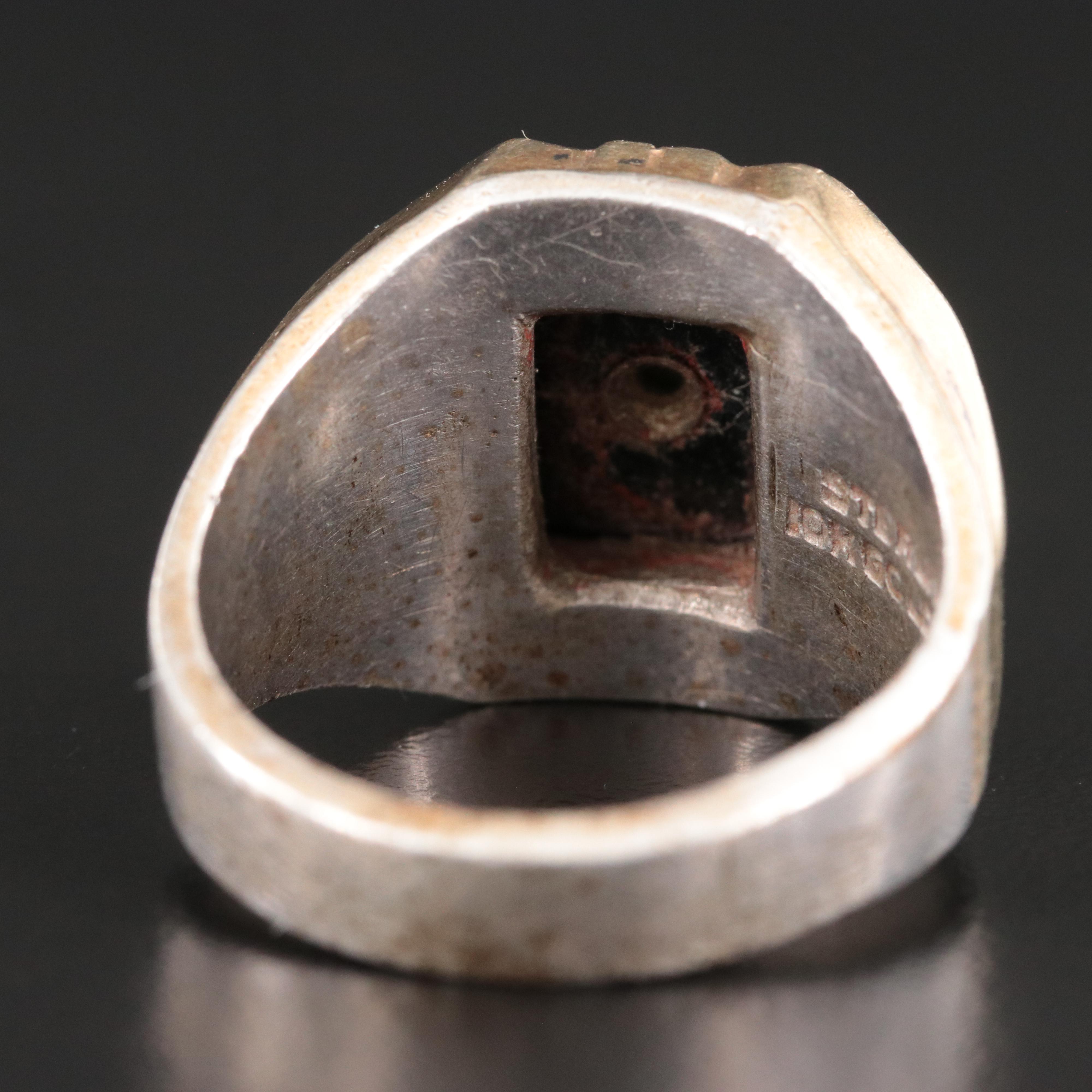 Sterling Black Onyx and Diamond Ring with 10K Accent